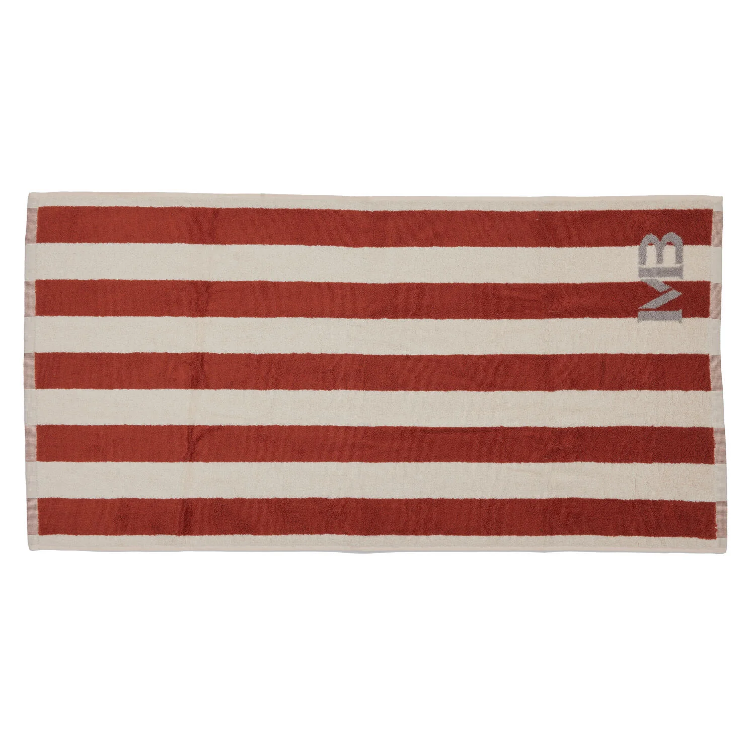 Stripe håndklæde - hvid/lysegrå/auburn - Image 4