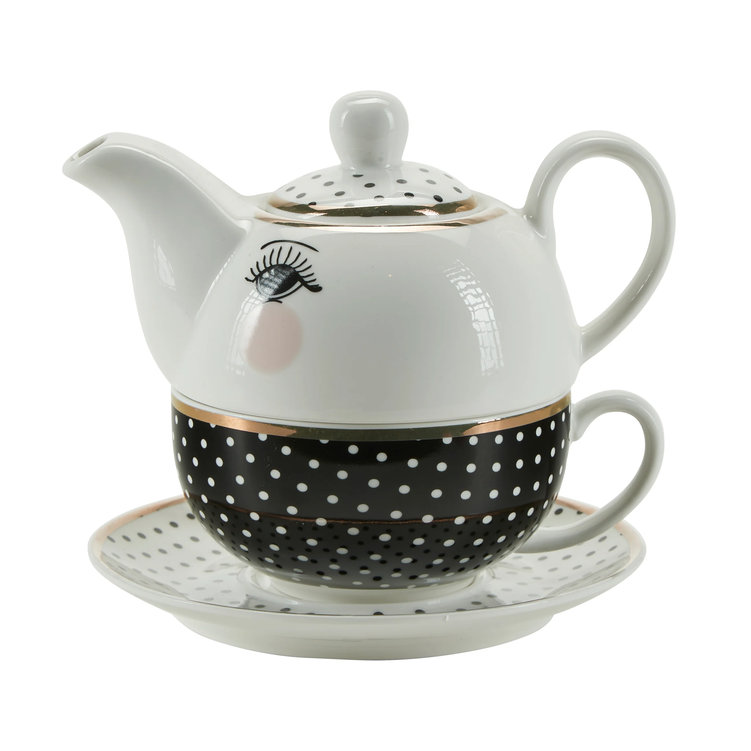 Dots & Stripes tekande - hvid/sort