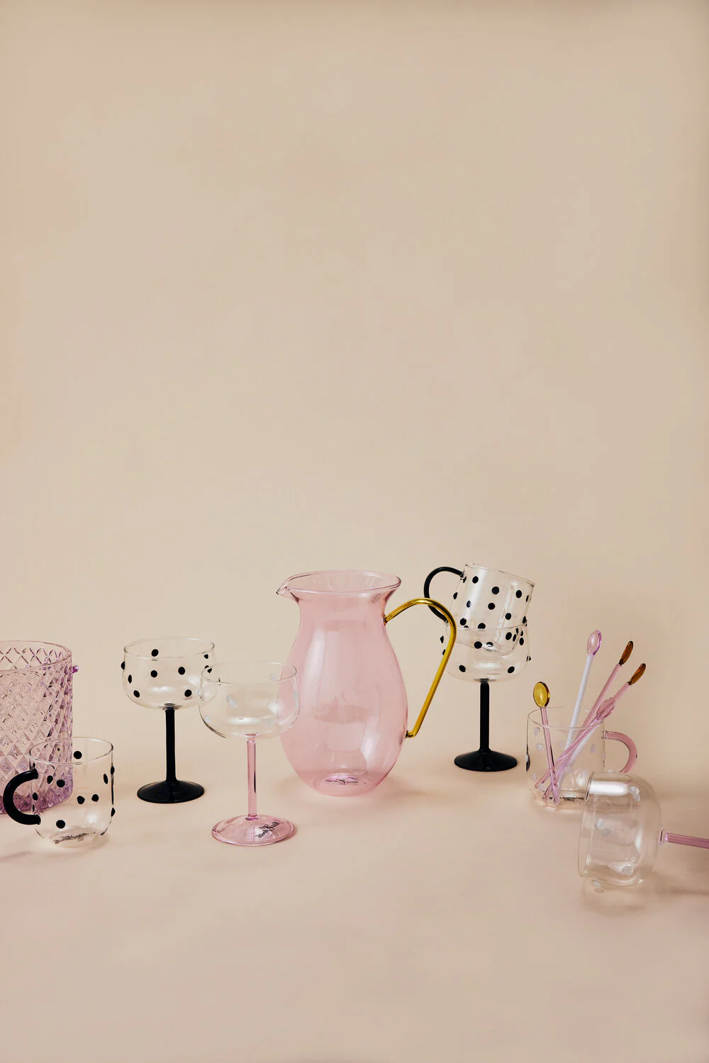 Glasskeer, 4 stk. - gul/rosa og rosa/hvid - Image 4