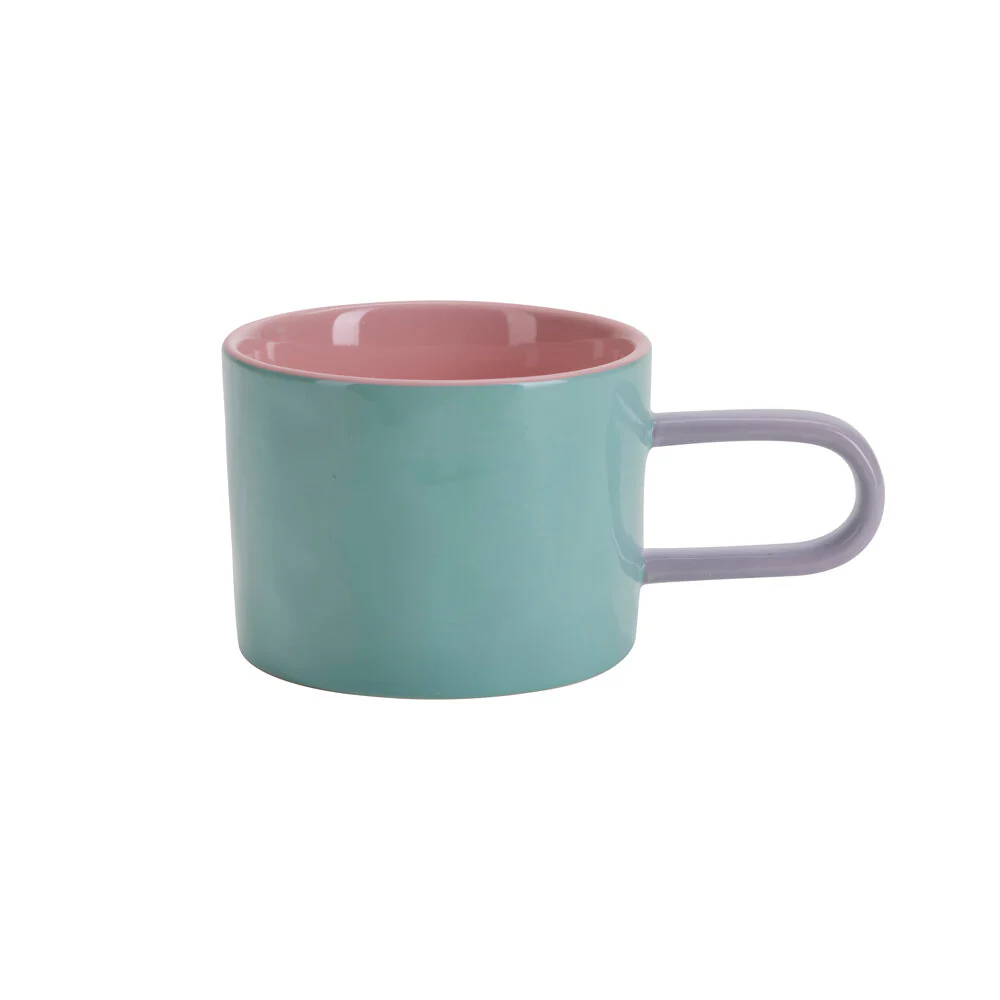 Krus m/hank, blå/lilla/lyserød - H6,5 cm.