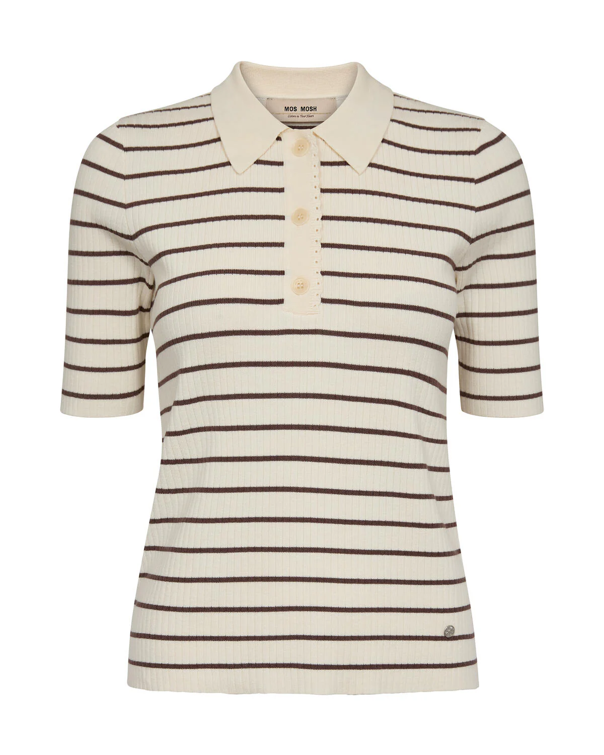 Caliz Stripe Knit polotrøje – Coffee Quartz - Image 2