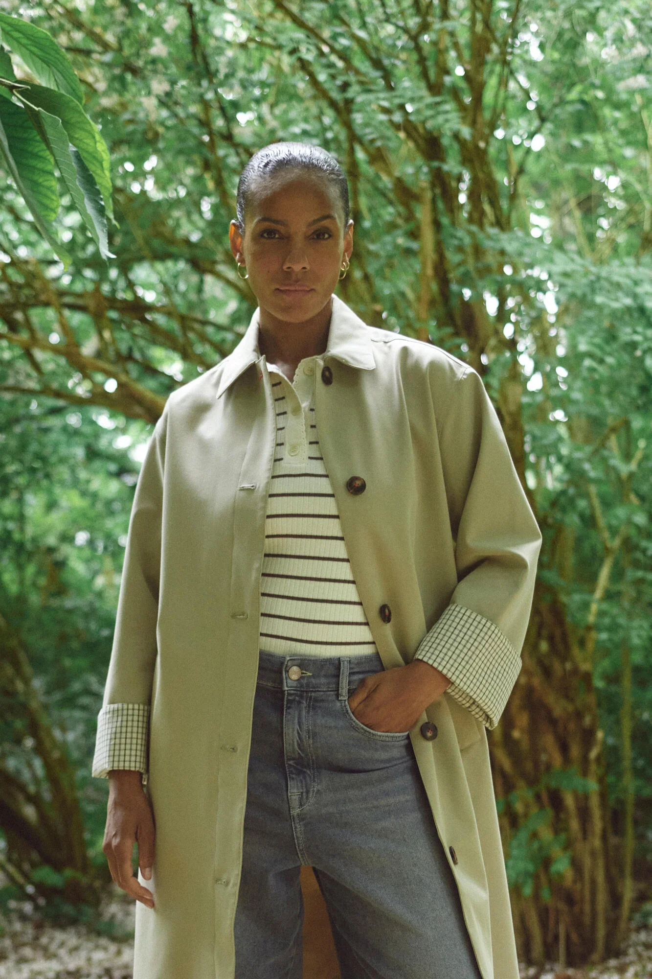 Caliz Stripe Knit polotrøje – Coffee Quartz - Image 4