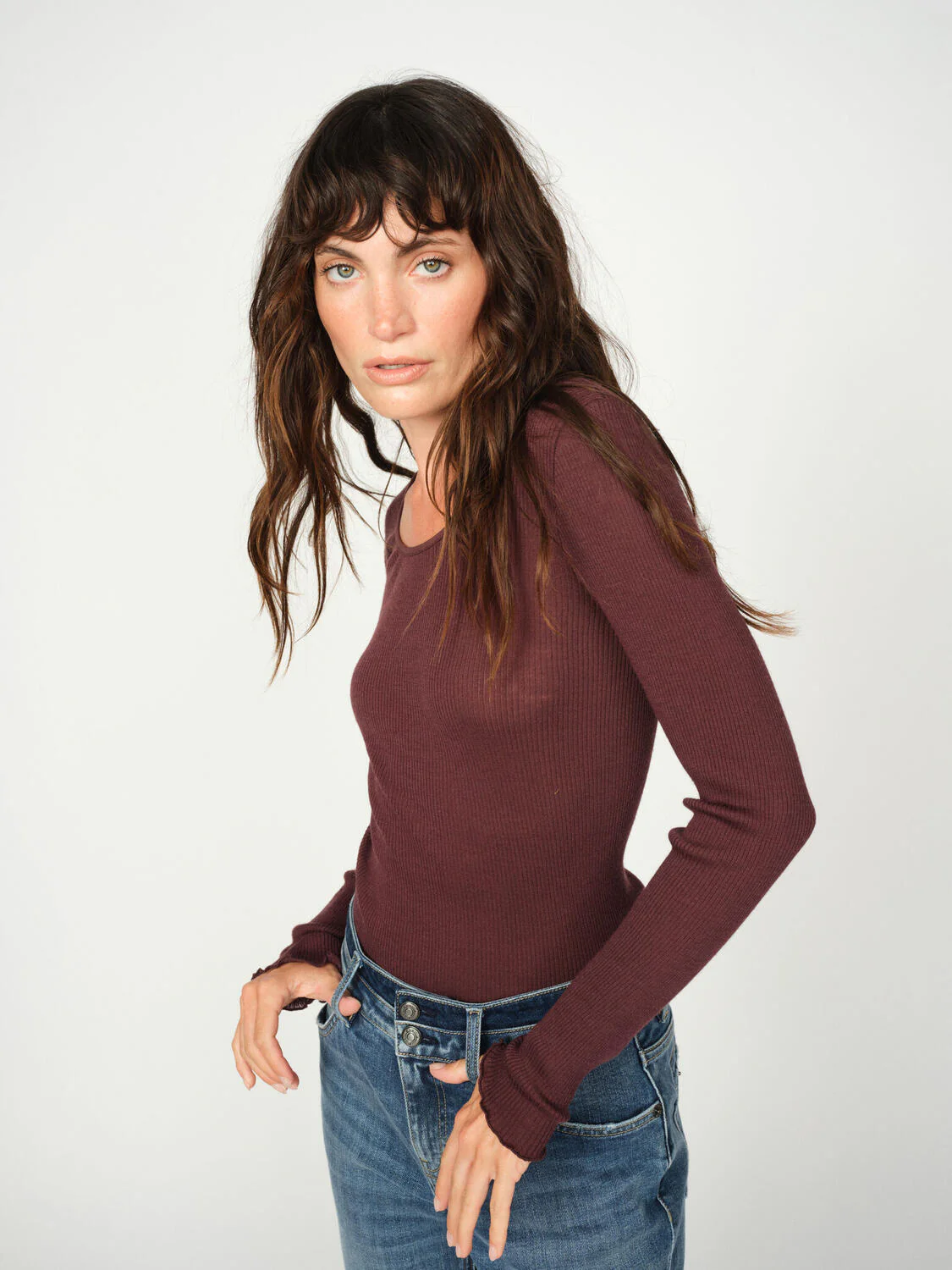 Elaine Seamless langærmet t-shirt - Fudge - Image 3