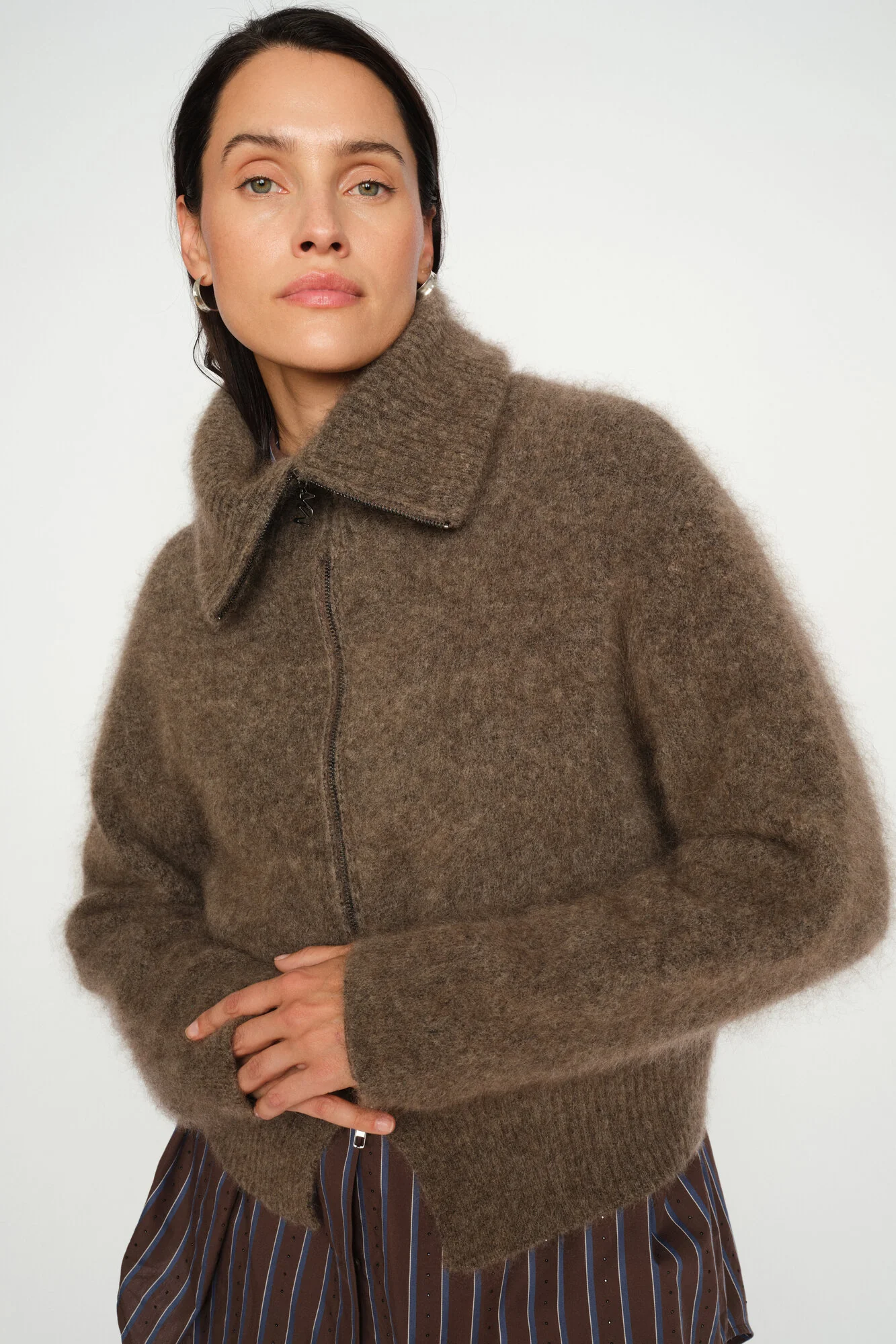 Hulda Knit Zip cardigan - Bracken