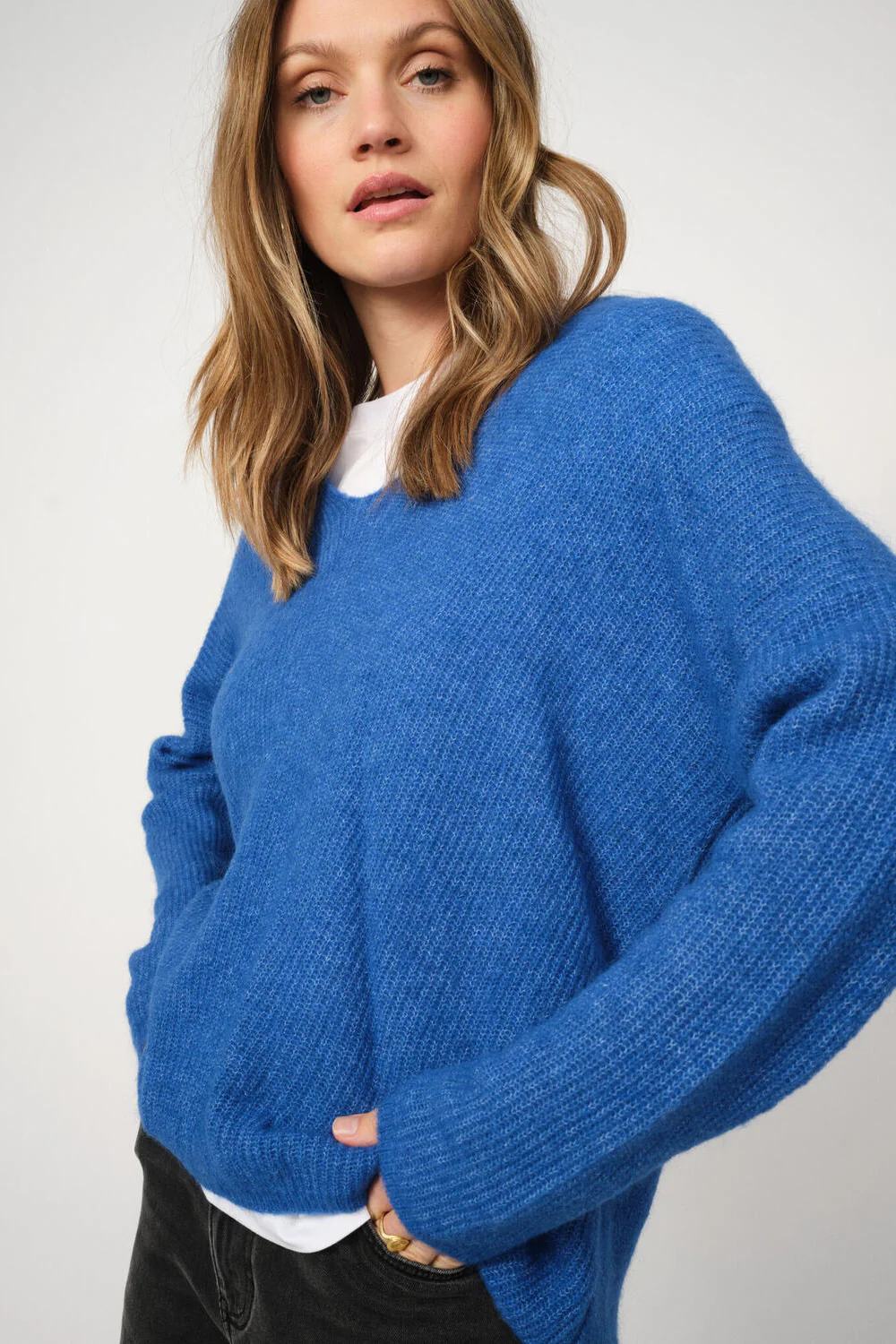 MMThora V-Neck striktrøje - Blue Lolite - Image 3