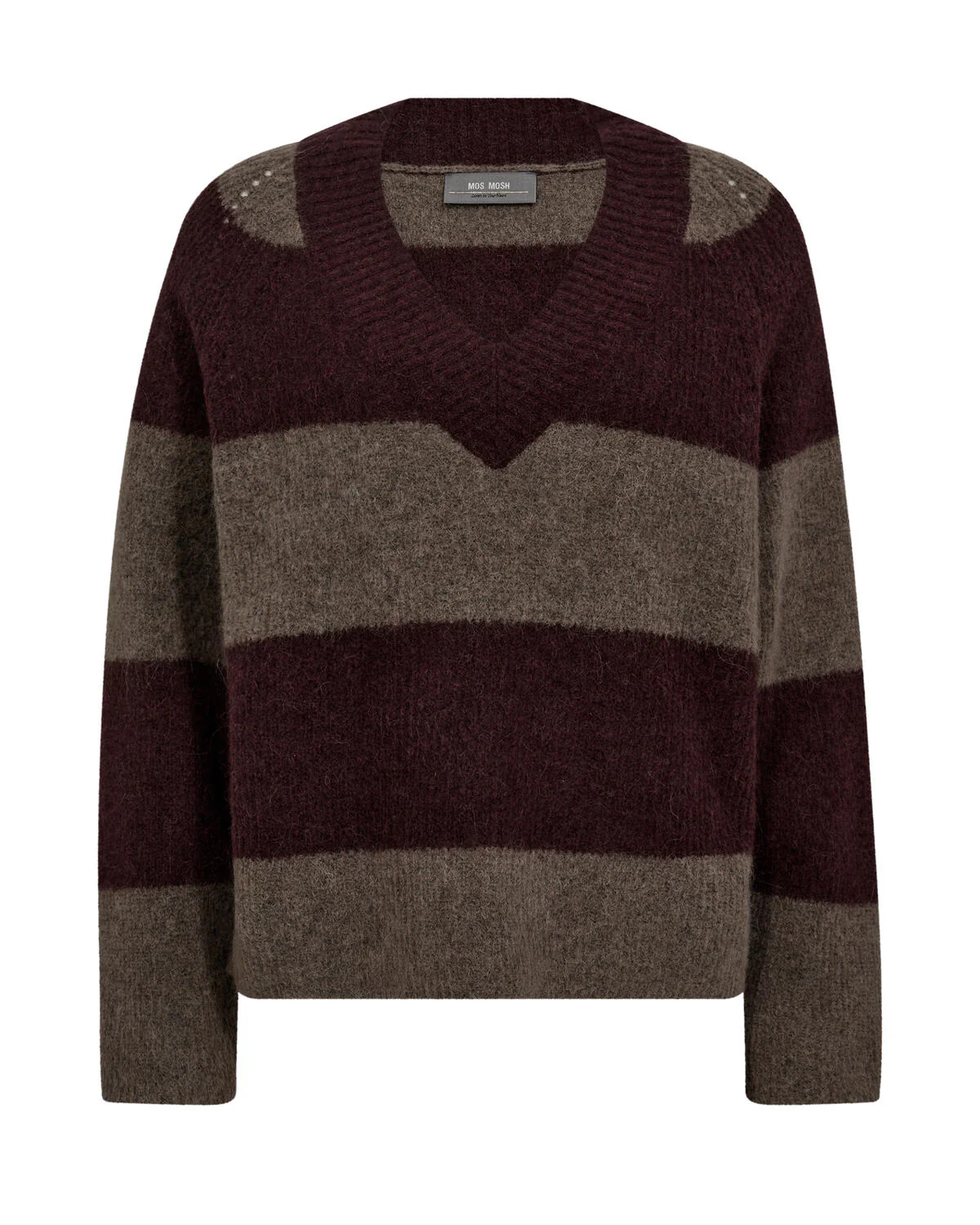 Taci Stripe V-Neck strik - Fudge - Image 2