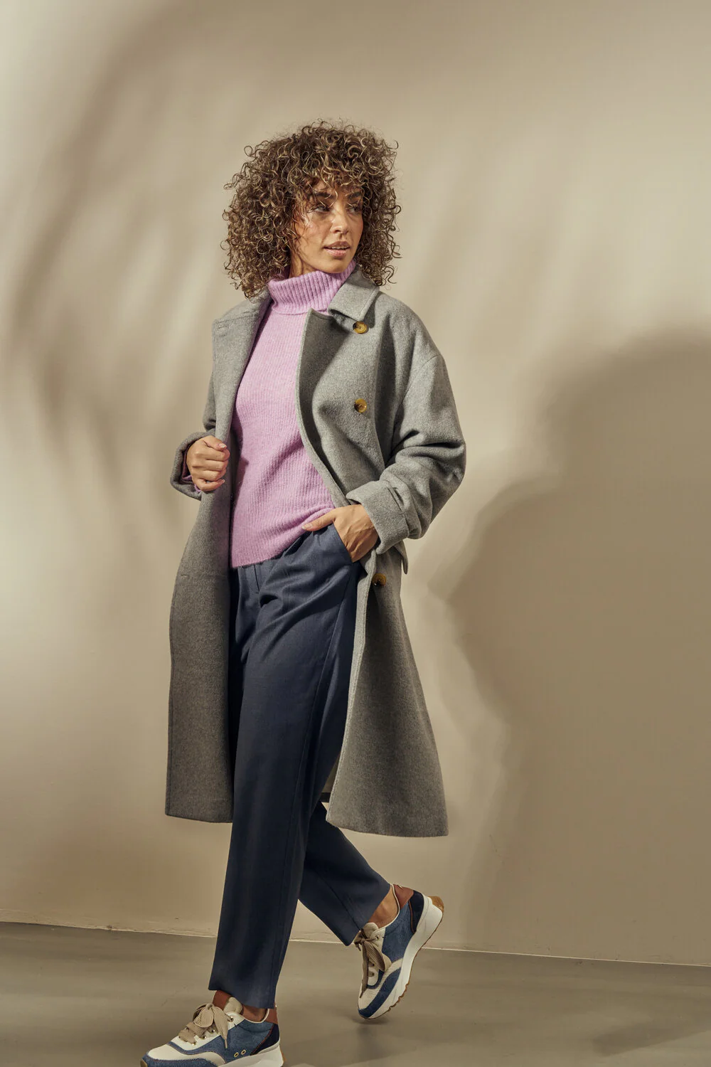 Venice uldfrakke - Grey Melange - Image 3