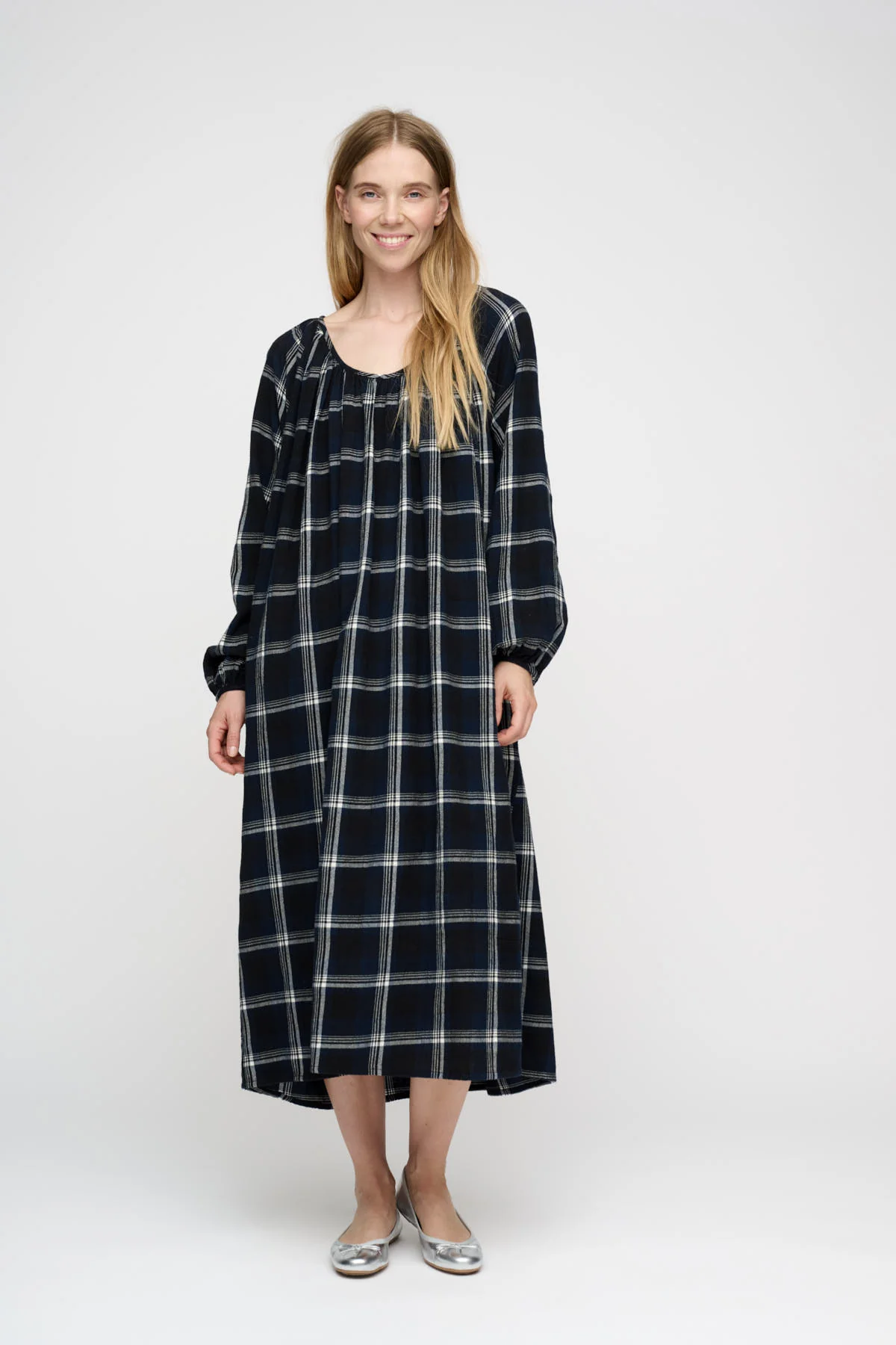 Imagine Check kjole - Dark Navy Check