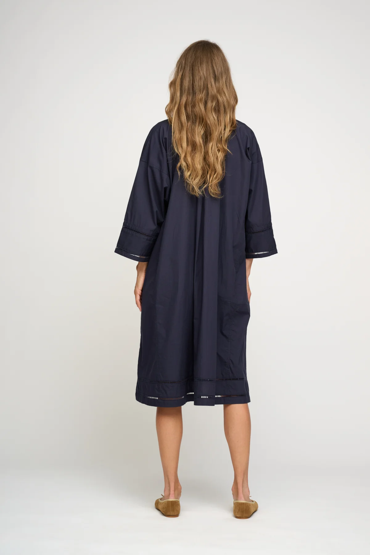 Lively Poplin skjortekjole - Dark Navy - Image 3