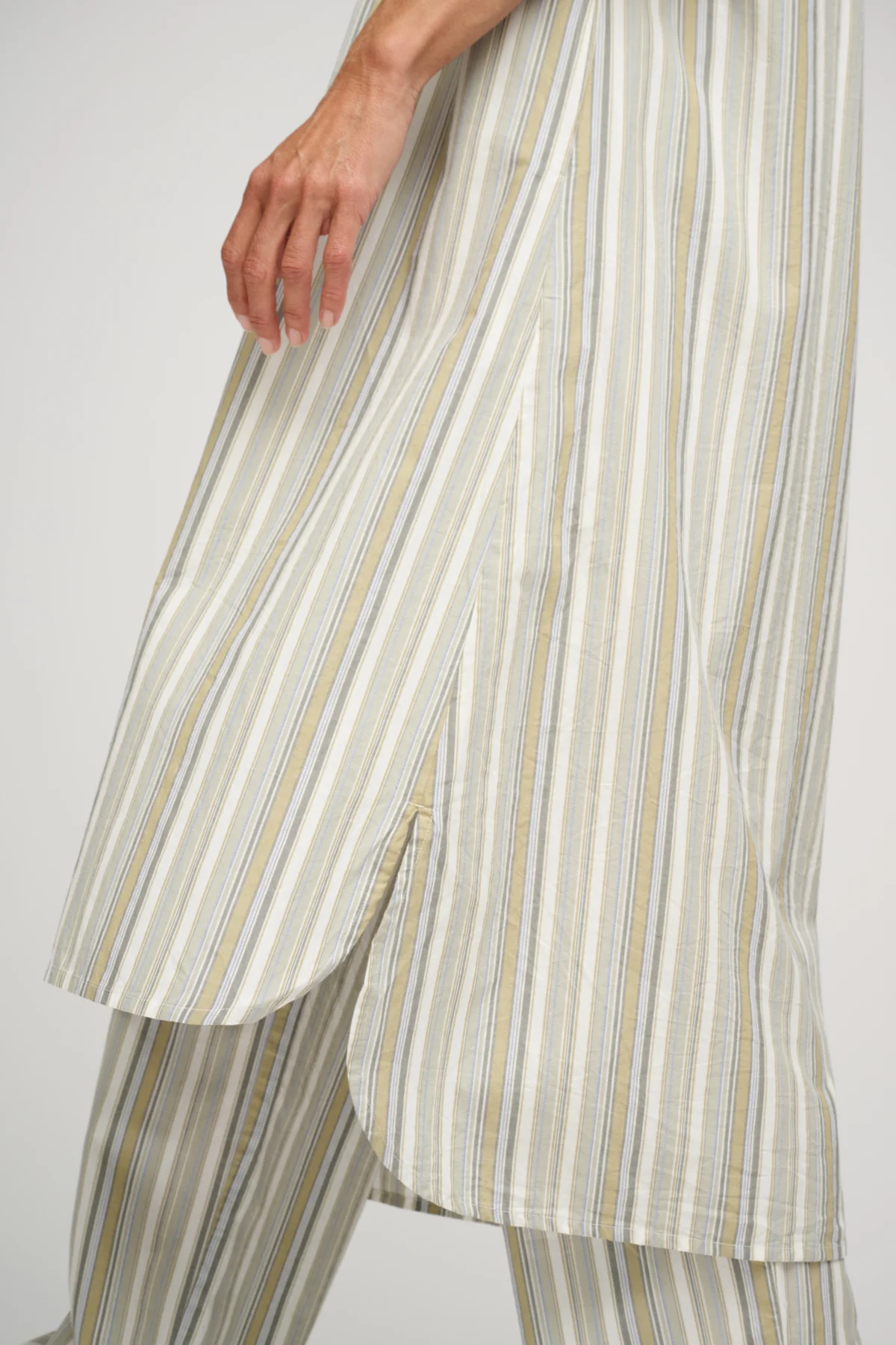 Lola skjortekjole - Olive Gray Stripe - Image 5