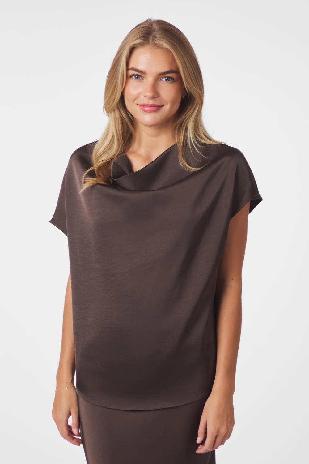 Annabeth Heavy Sateen t-shirt - mørkebrun