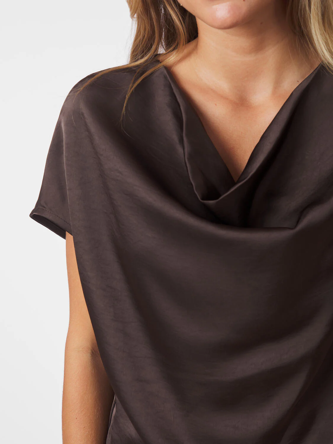 Annabeth Heavy Sateen t-shirt - mørkebrun - Image 3