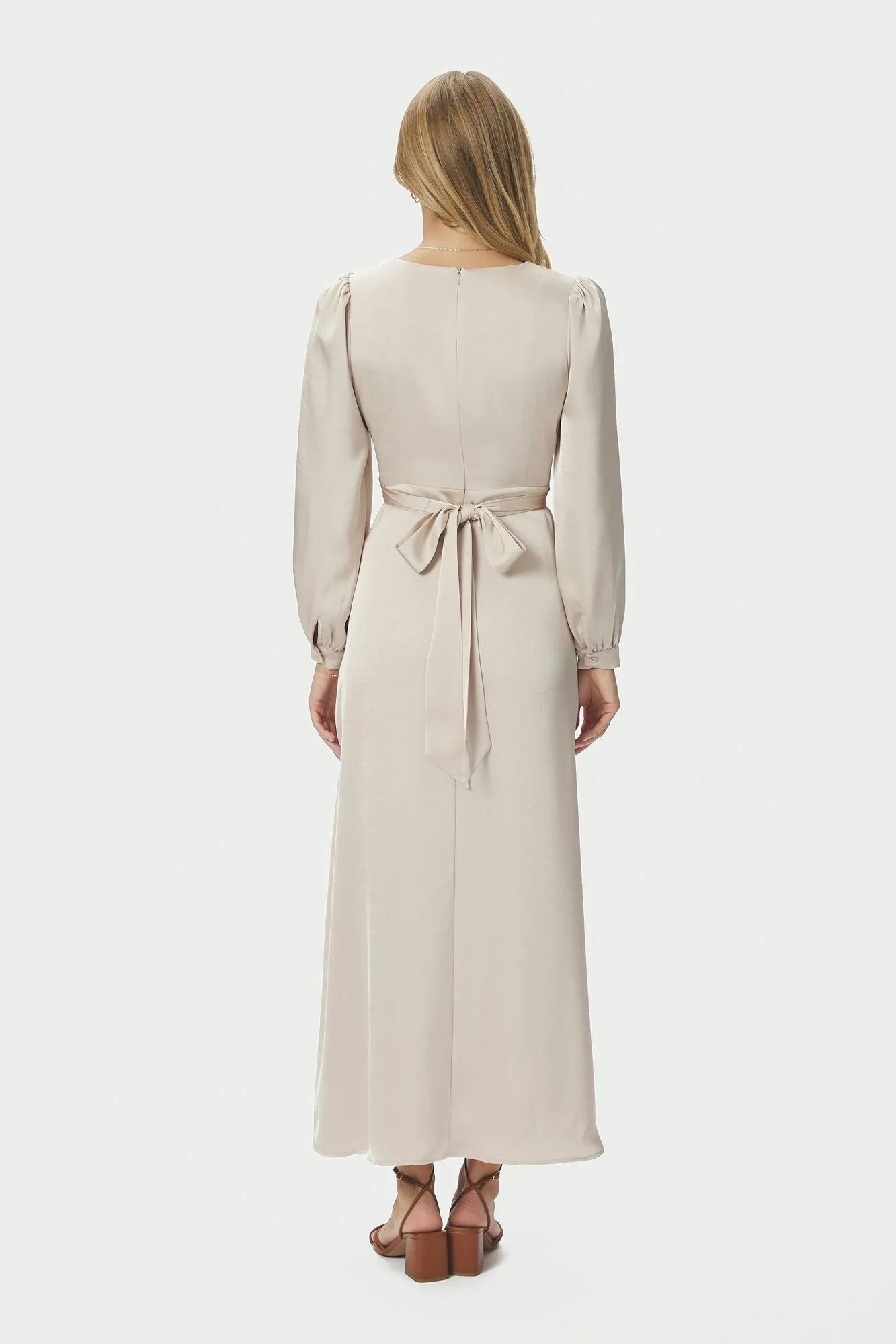 Bretti Heavy Sateen kjole - Champagne - Image 3