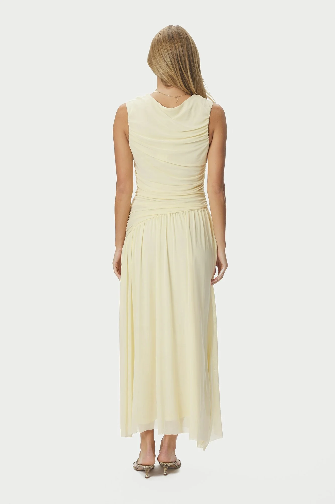 Cludine Mesh kjole - Light Yellow - Image 3