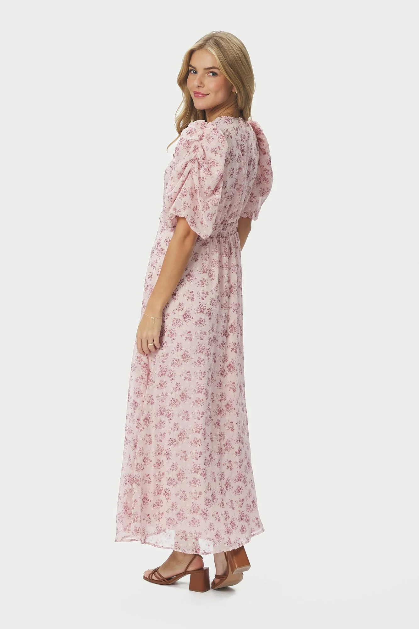Kikka Chiffon Flower kjole - rosa - Image 3