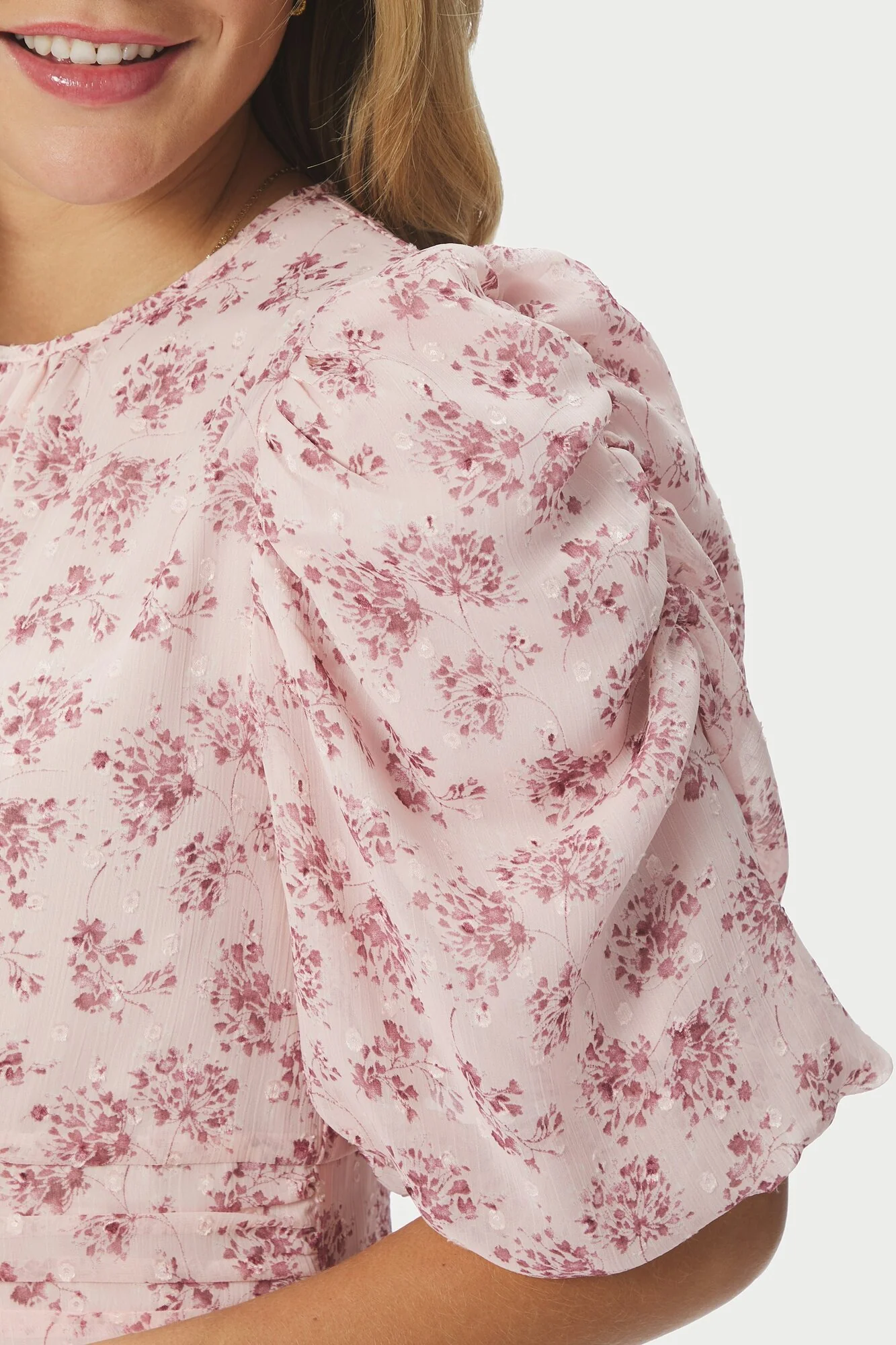 Kikka Chiffon Flower kjole - rosa - Image 6