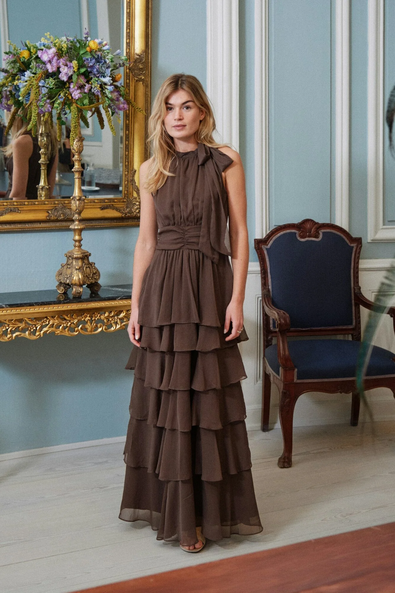 Marli Solid Chiffon kjole - Dusty Brown - Image 5
