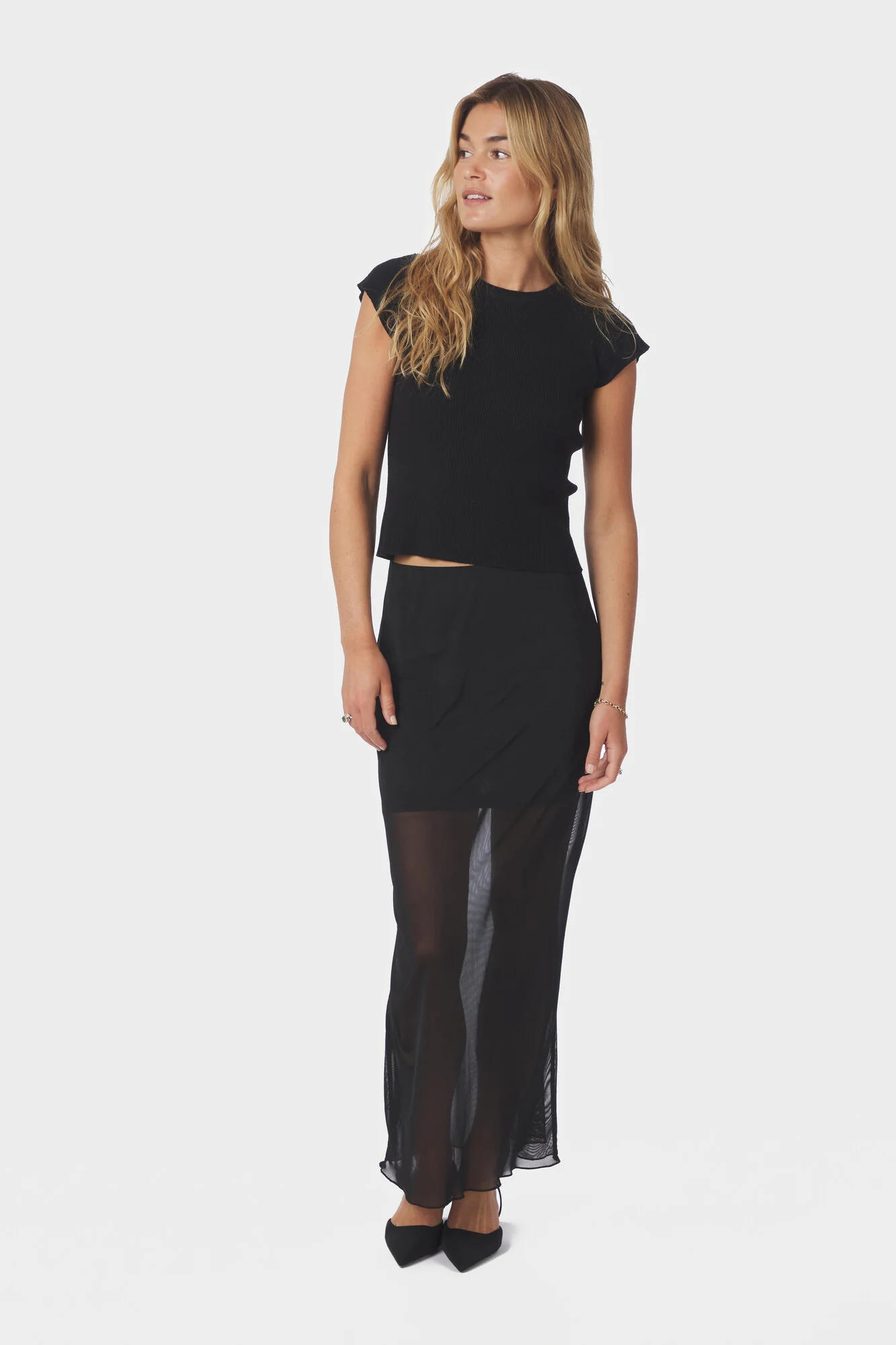 Marlise Mesh nederdel - sort