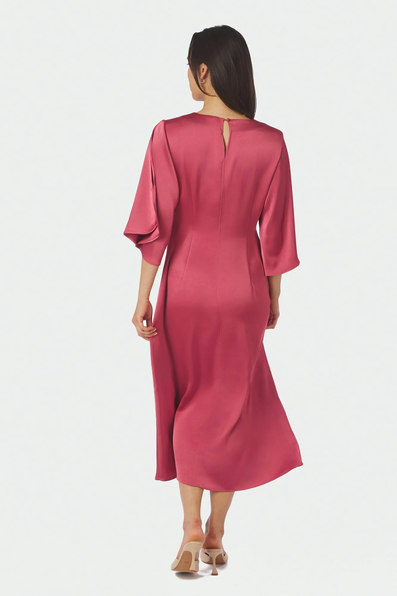 Remara Heavy Sateen kjole - Cherry Pink - Image 3