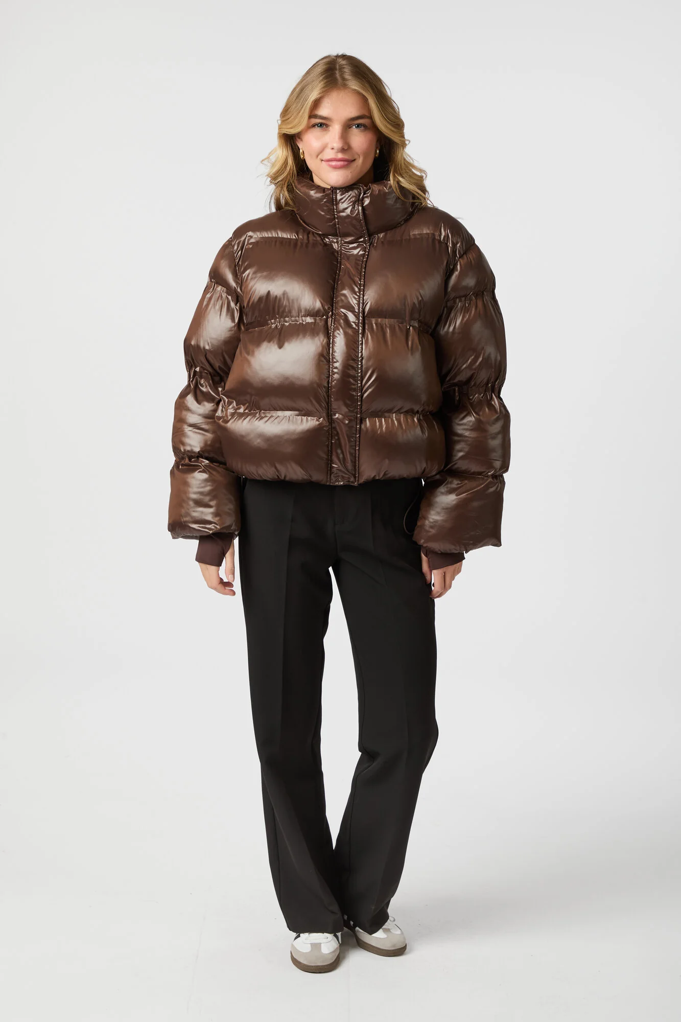 Rhea Shiny Puffer jakke - Dark Brown - Image 5