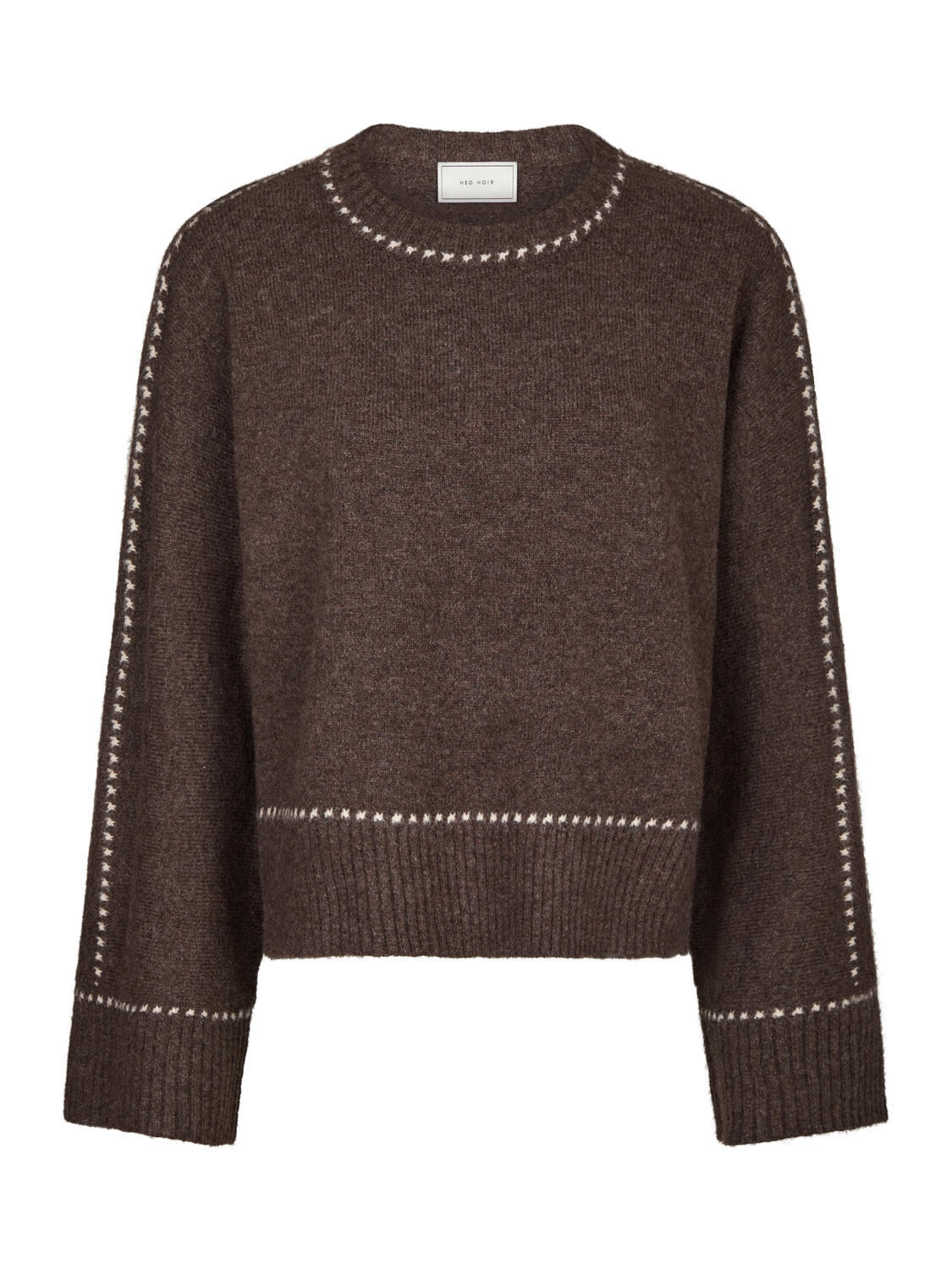 Roeme Stitch striktrøje - Brown Melange - Image 2