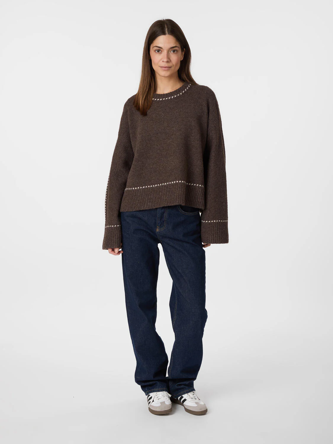 Roeme Stitch striktrøje - Brown Melange - Image 3