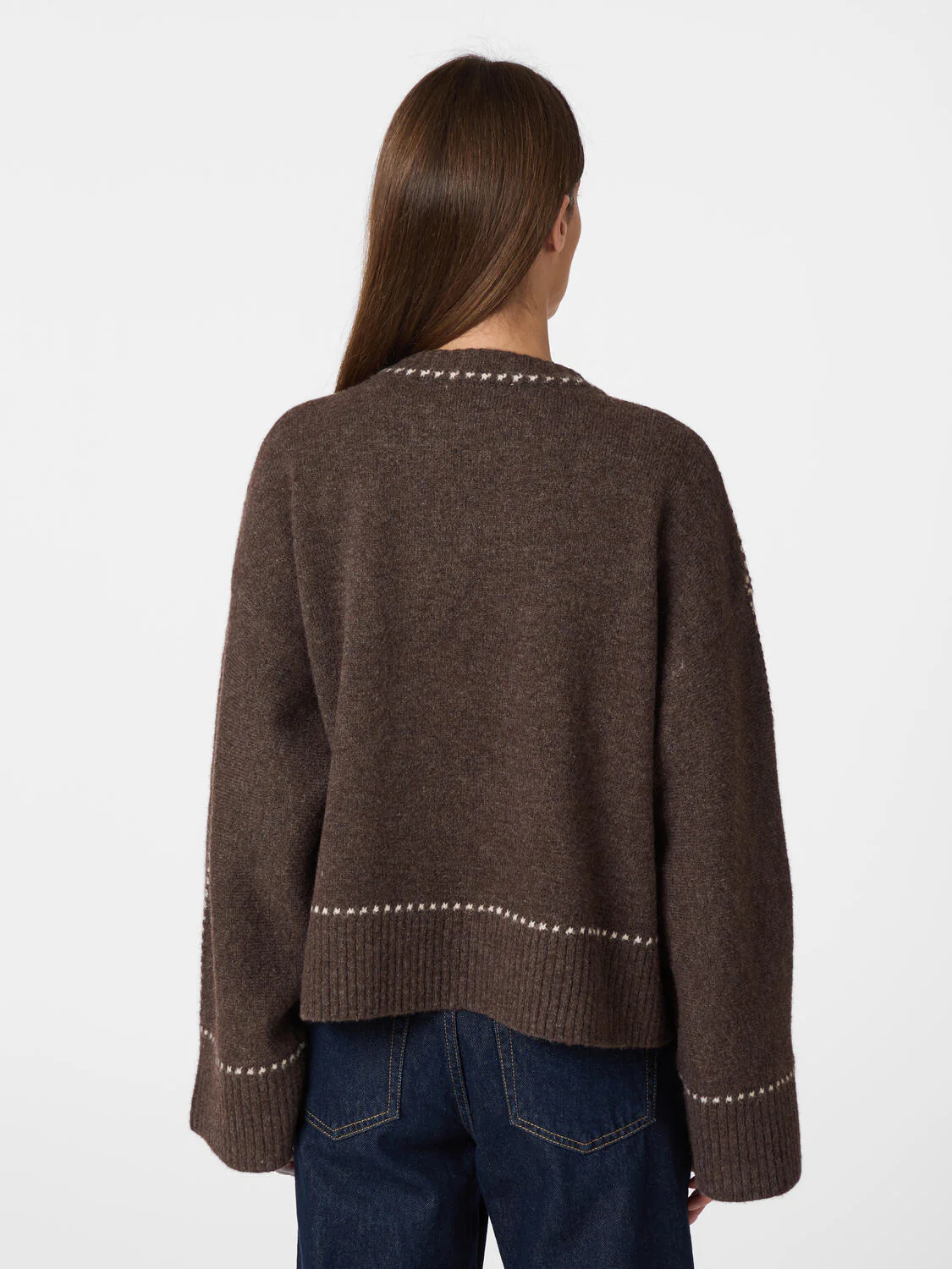Roeme Stitch striktrøje - Brown Melange - Image 6