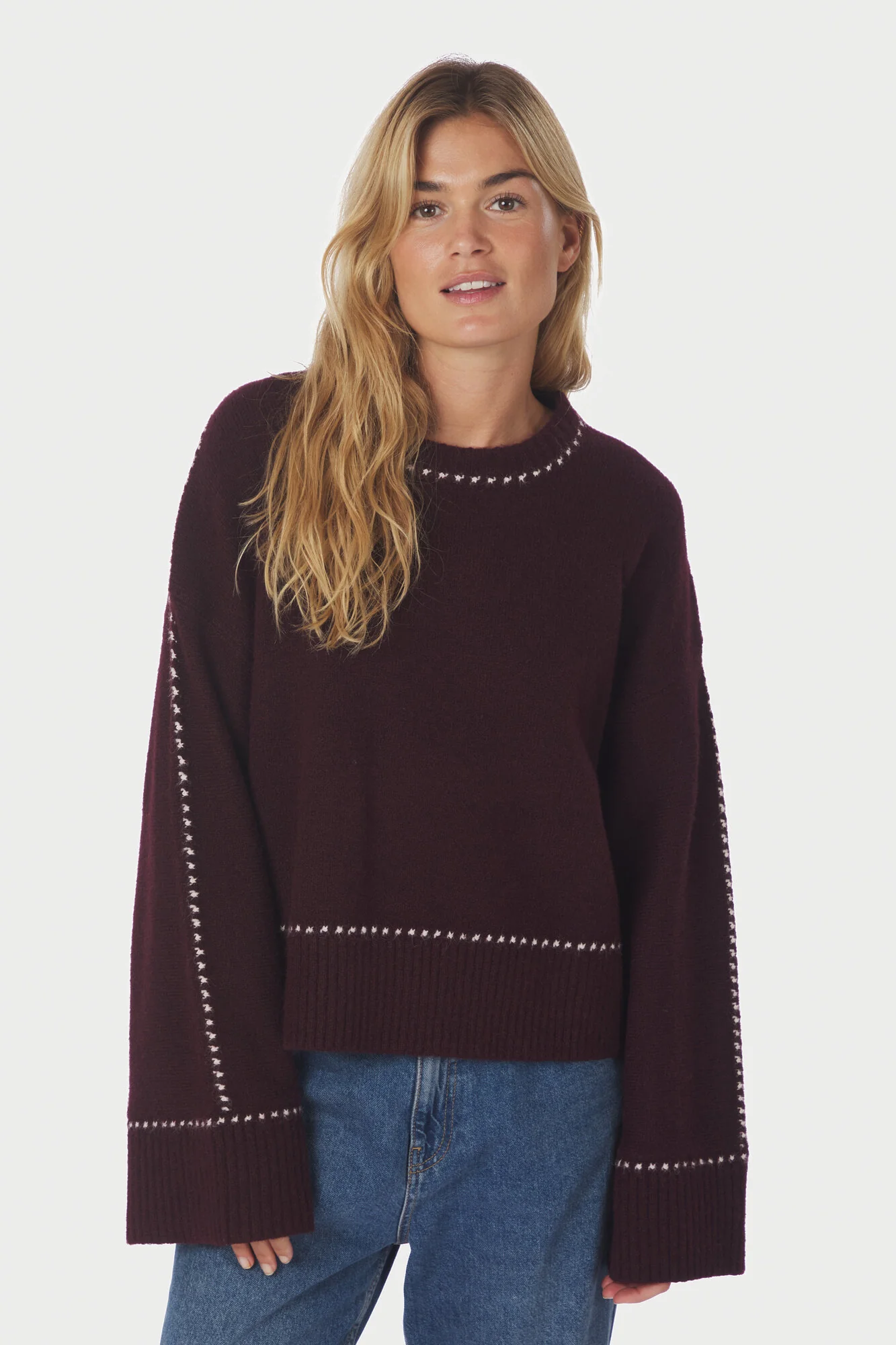 Roeme Stitch striktrøje - Wine