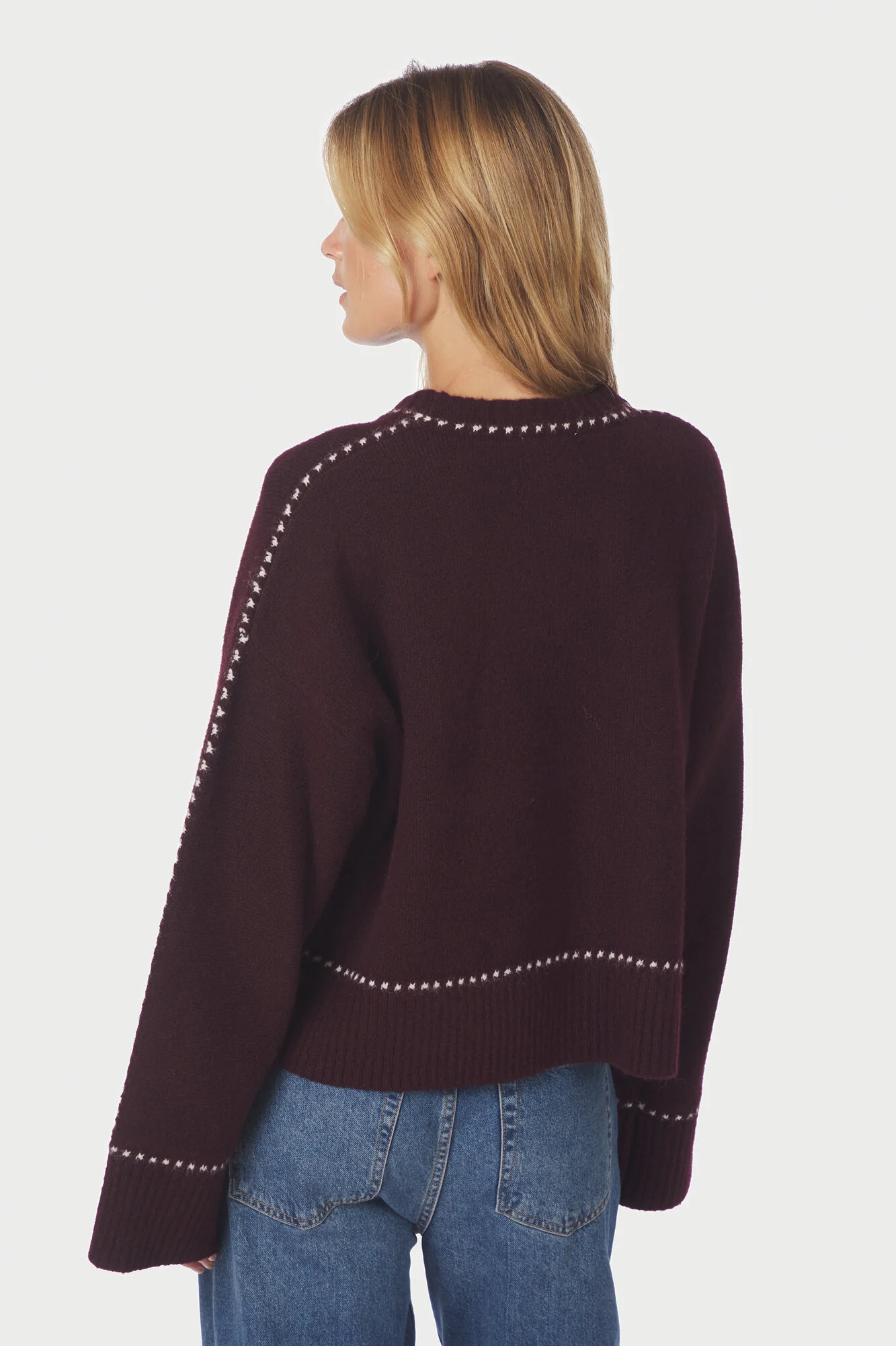 Roeme Stitch striktrøje - Wine - Image 3