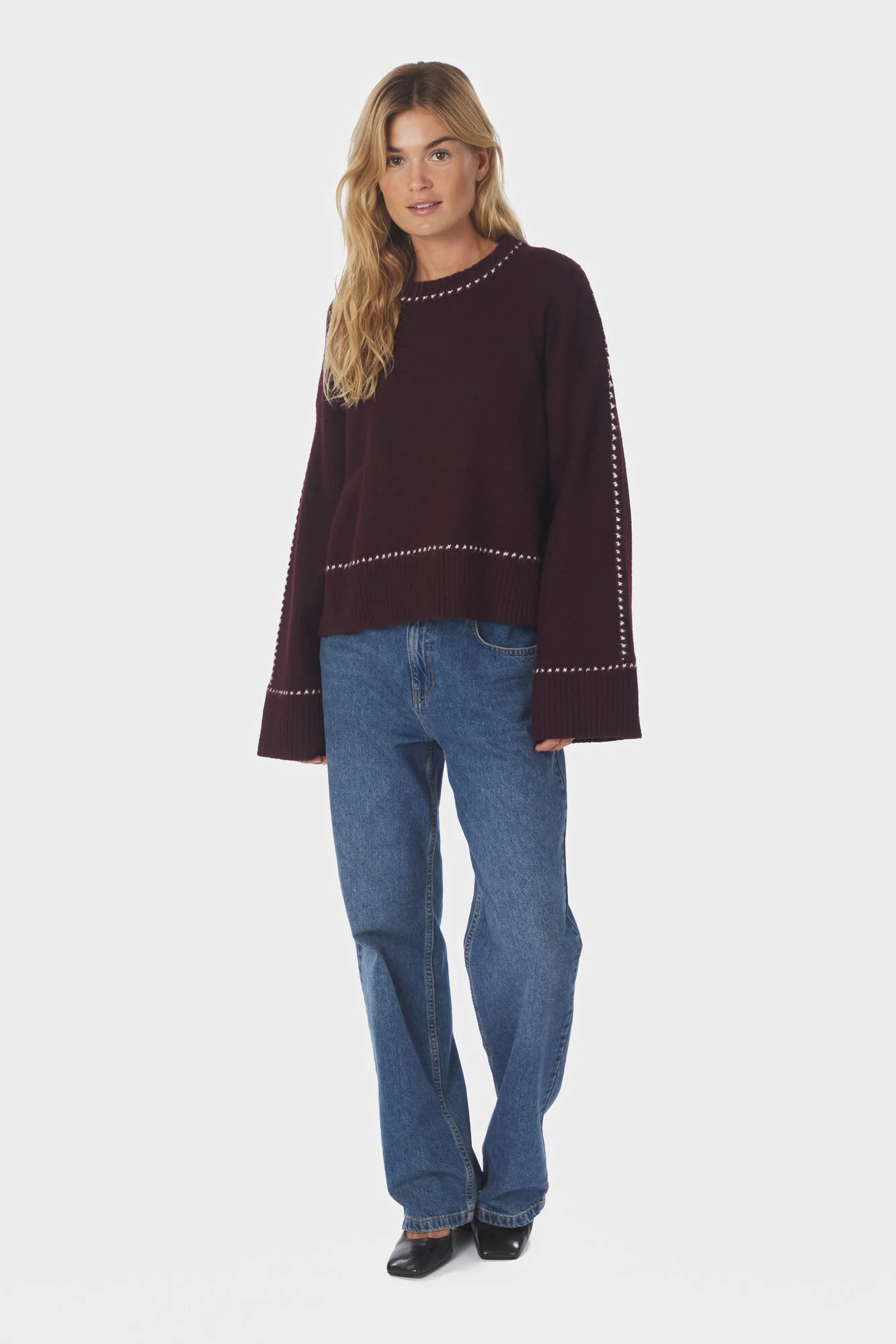 Roeme Stitch striktrøje - Wine - Image 4
