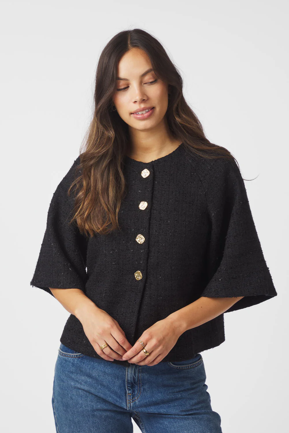 Rosella Boucle Mini jakke - sort