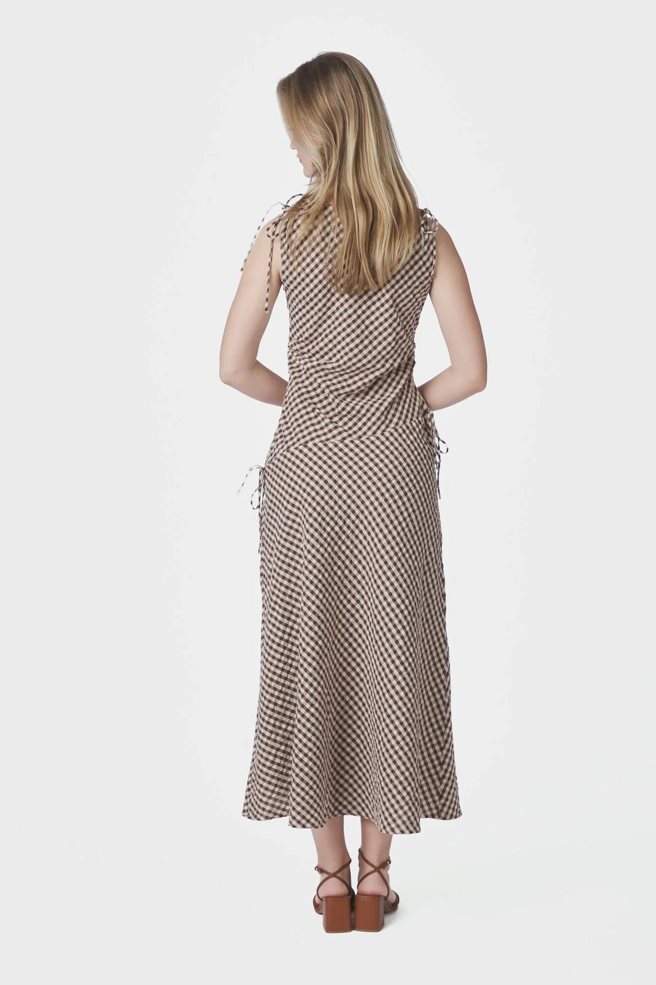 Saxton Check kjole - brun - Image 3