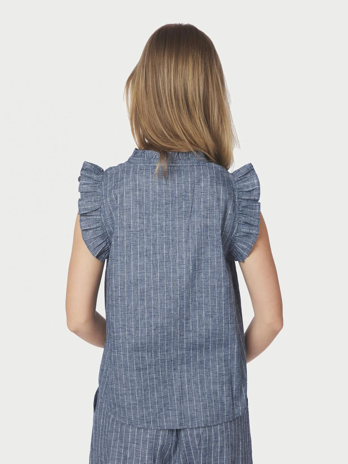 Siona Emb Stripe top - blå - Image 3