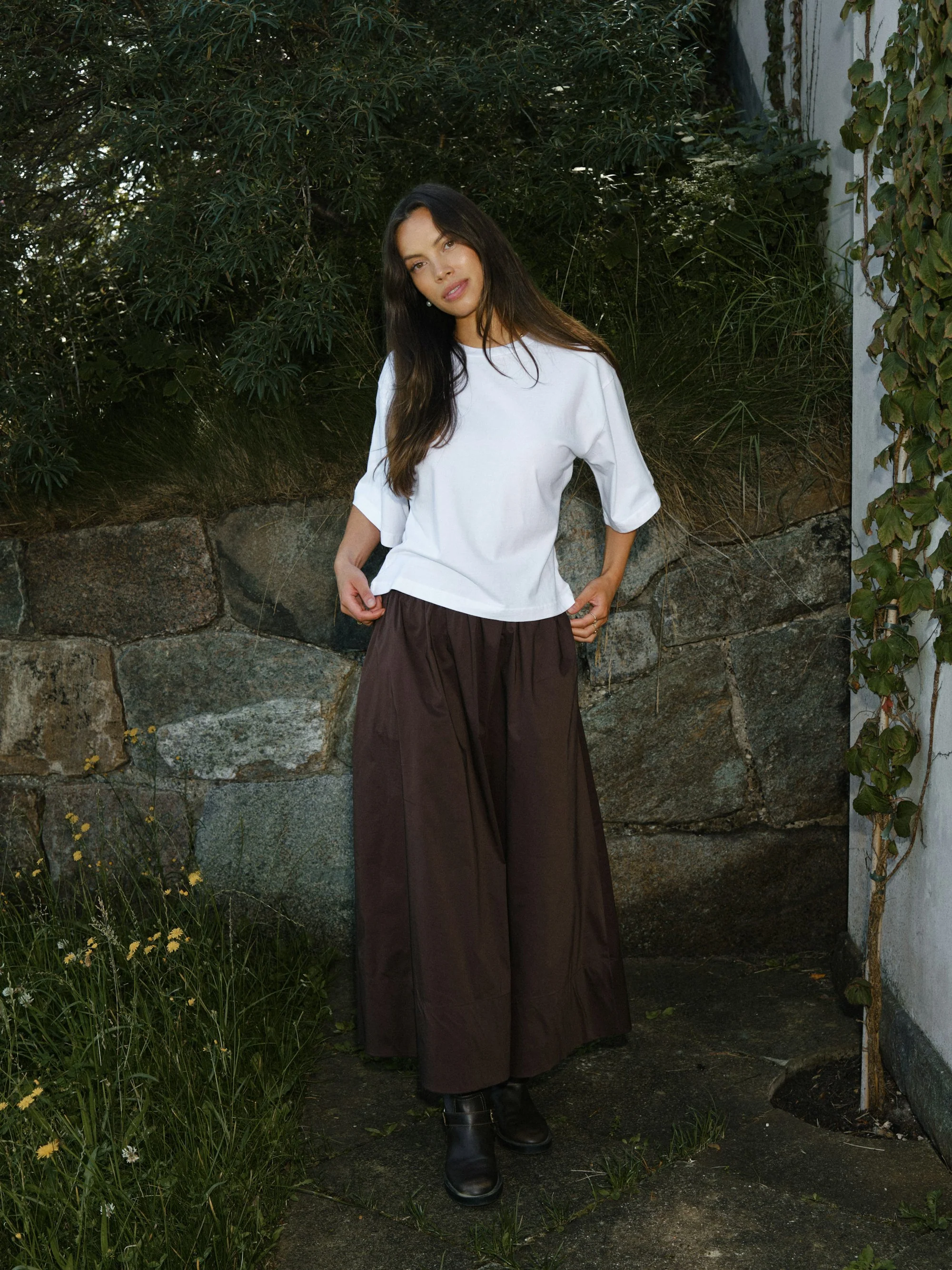 Yara Poplin nederdel - Chocolate Brown - Image 3