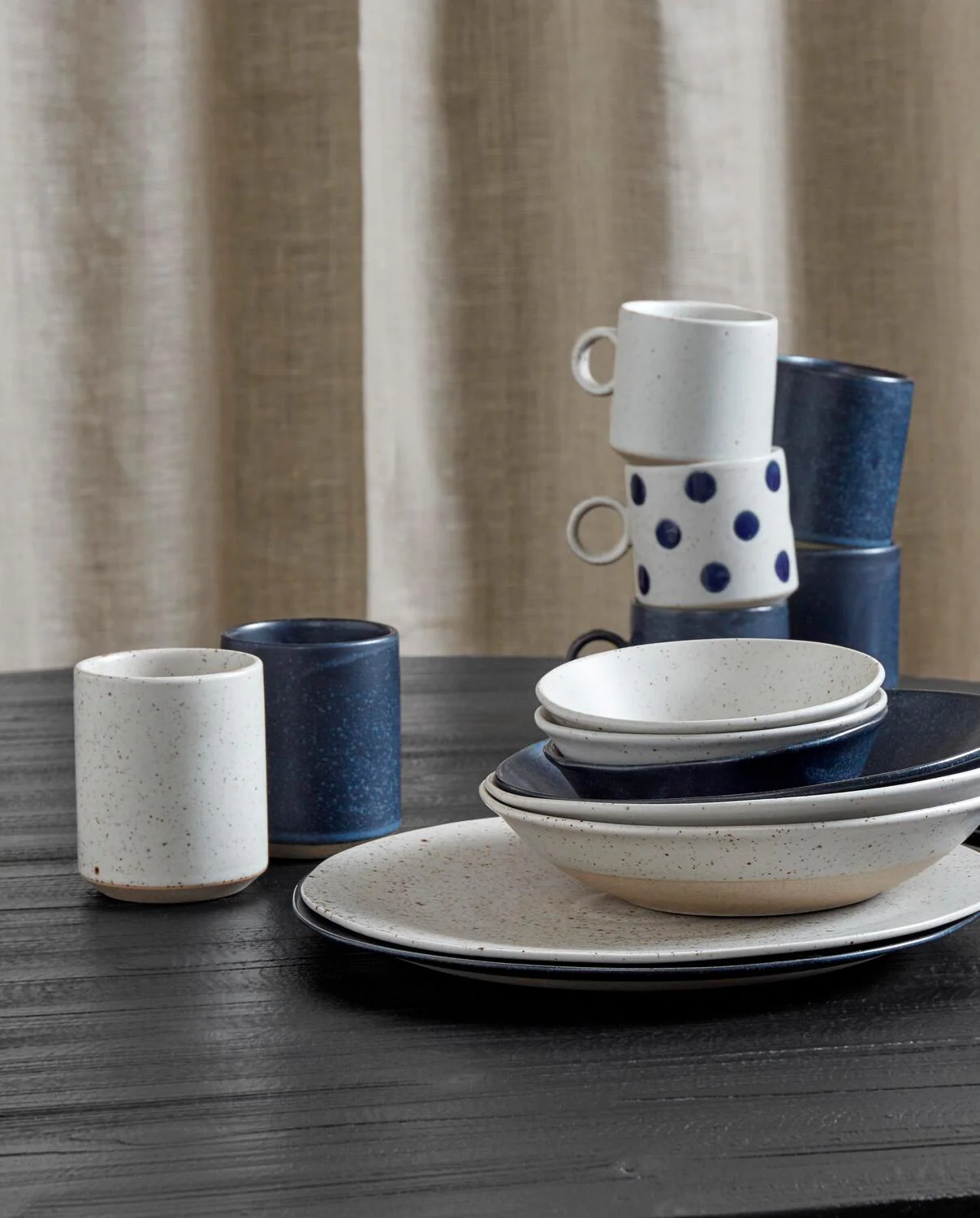Grainy prikket kop - sand/dark blue - Image 3