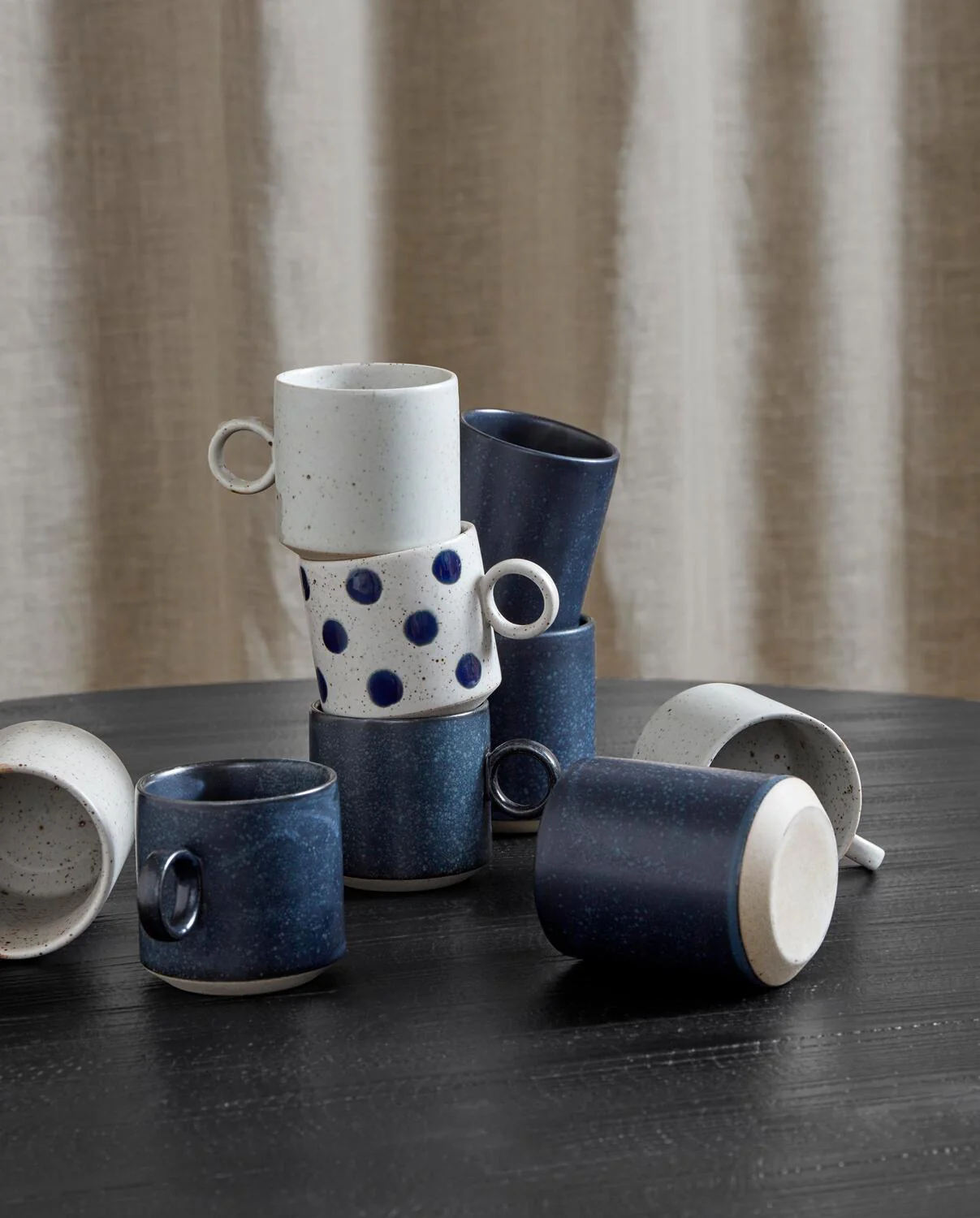 Grainy prikket kop - sand/dark blue - Image 4