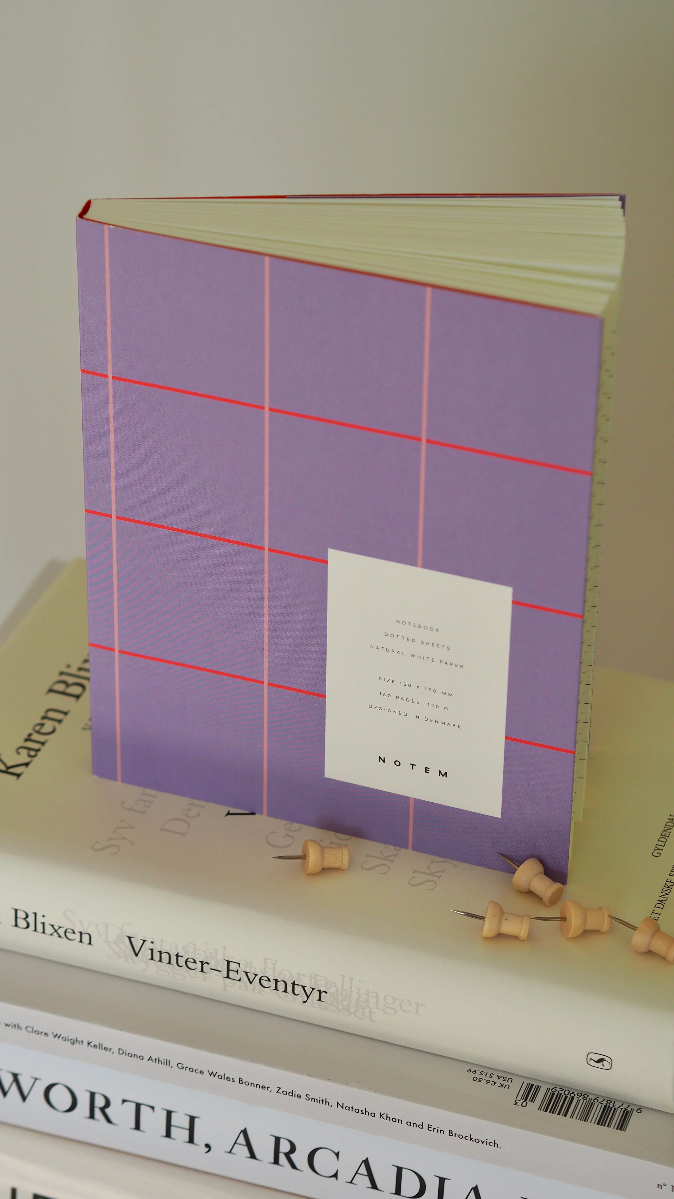 UMA Flat Lay notesbog, small - Lavender Check - Image 5