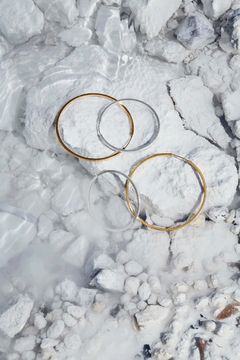 Plain Hoops øreringe - Forgyldt - Image 2