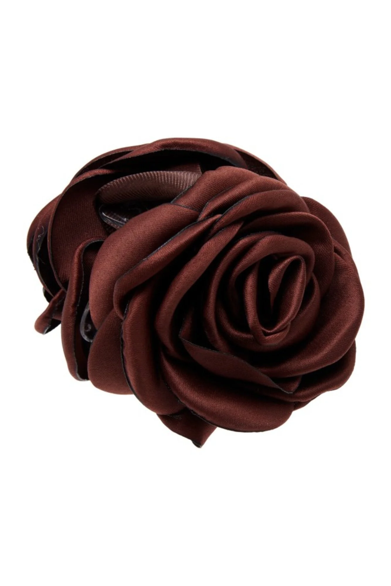 Small Satin Rose hårklemme - Chocolate - Image 2