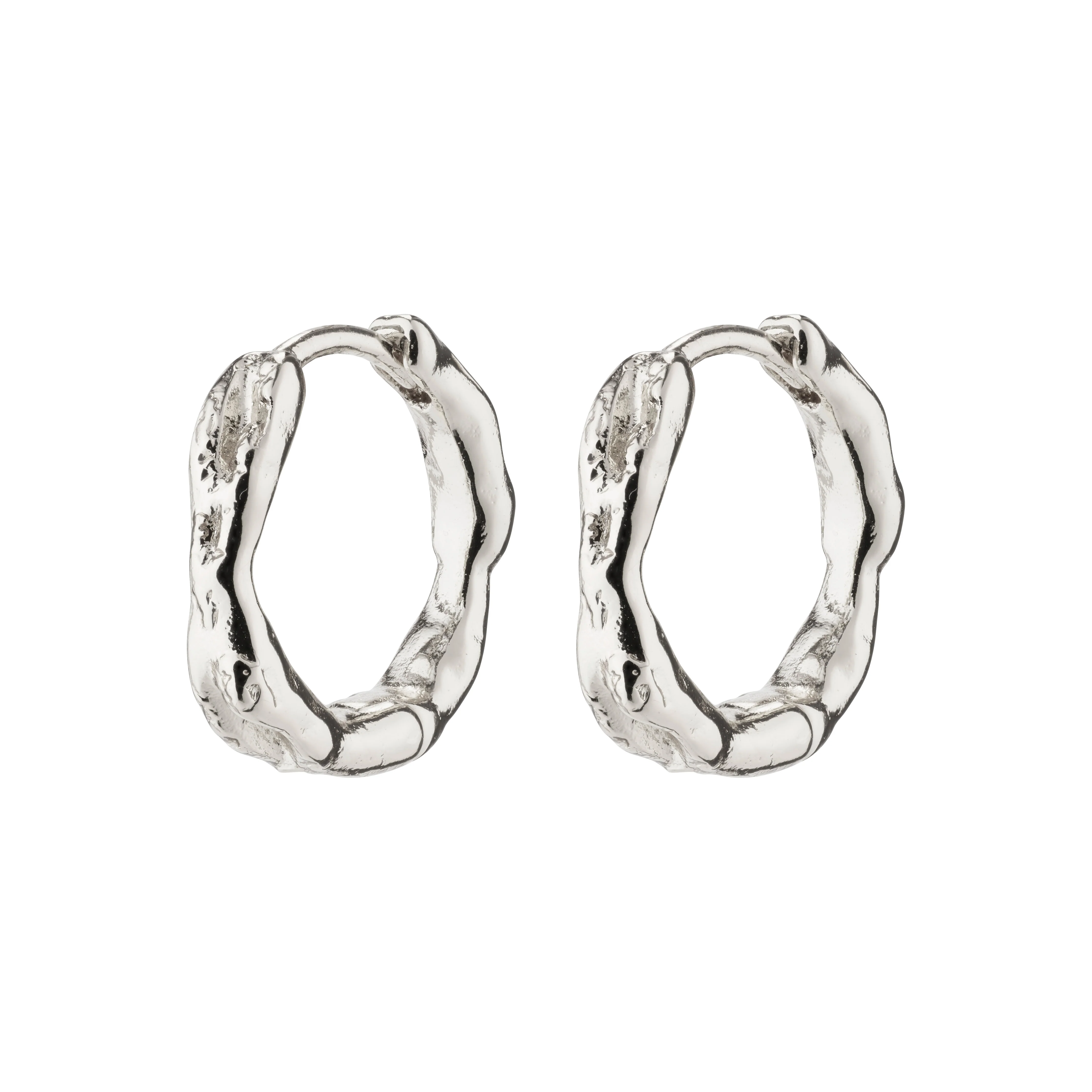 Eddy Organic Shaped hoops, lille - sølvbelagt