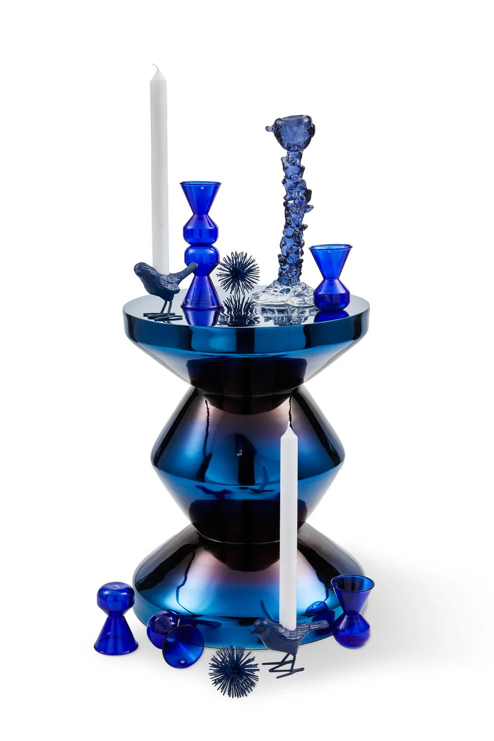 Zig Zag metal skammel - Blå - Image 3