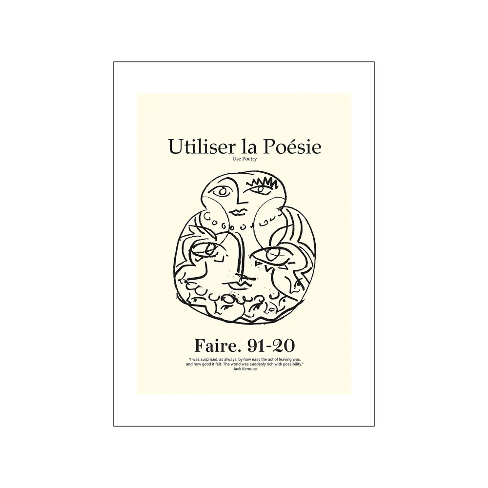 Poesie plakat, gul - 50x70 cm