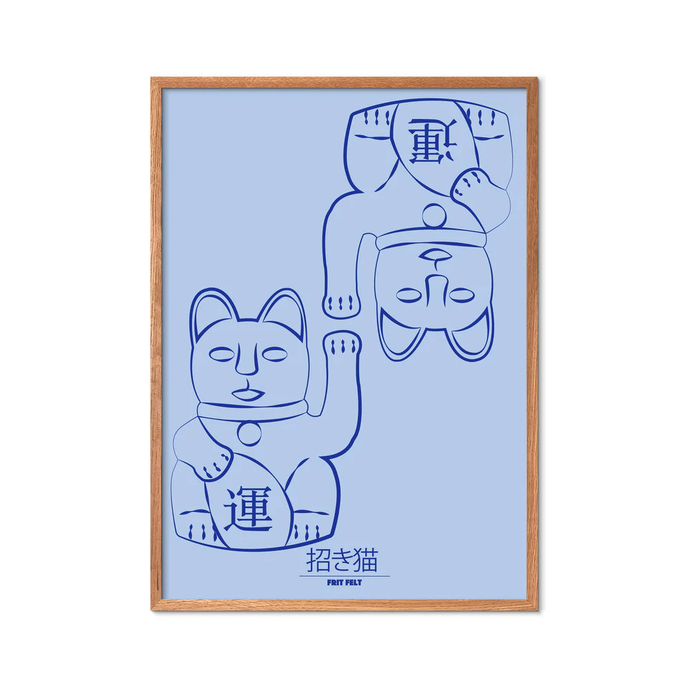 Vinkekat plakat, blå - 50x70 cm. - Image 2