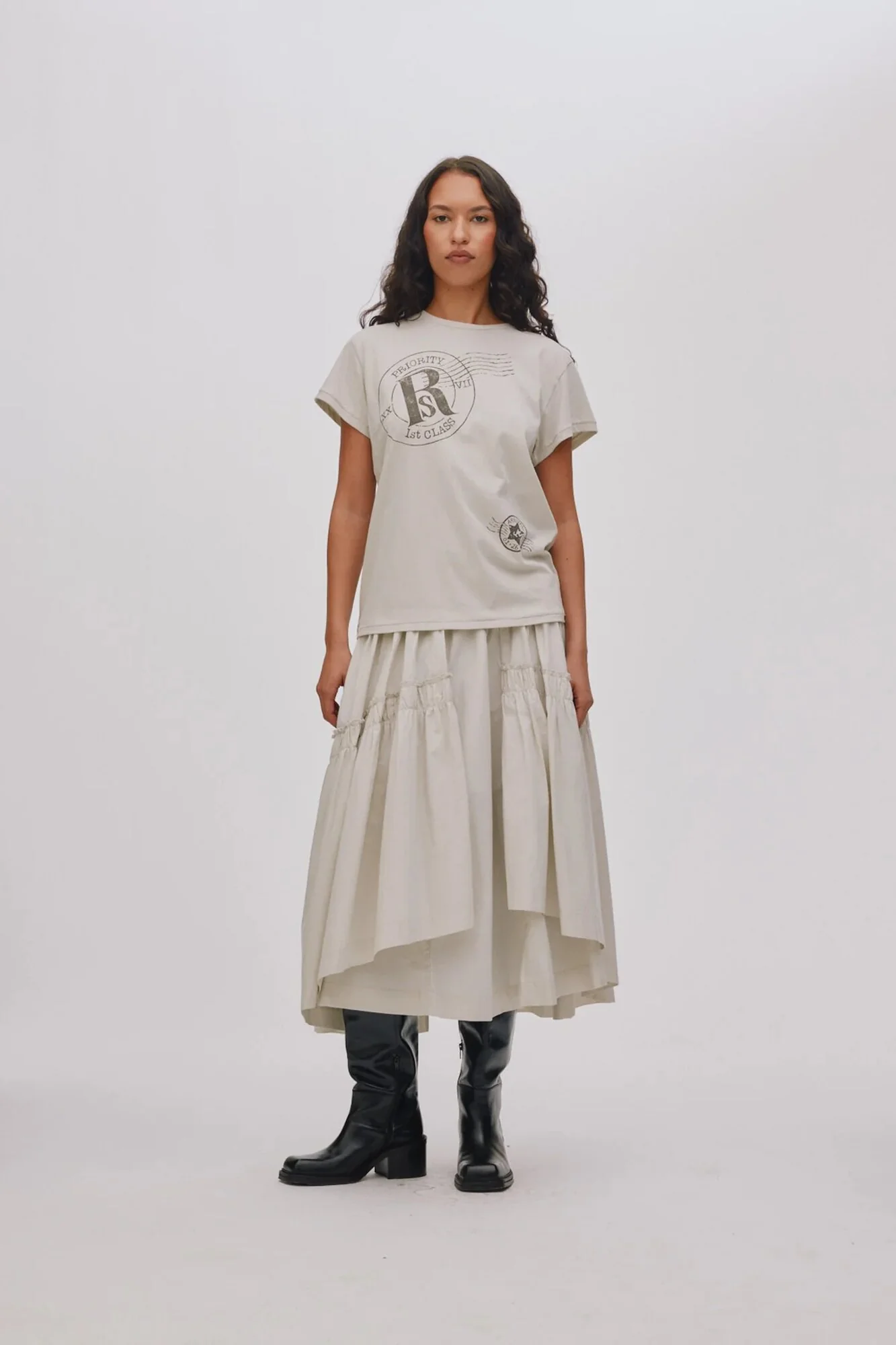 Brigida Poplin Full nederdel - Clay
