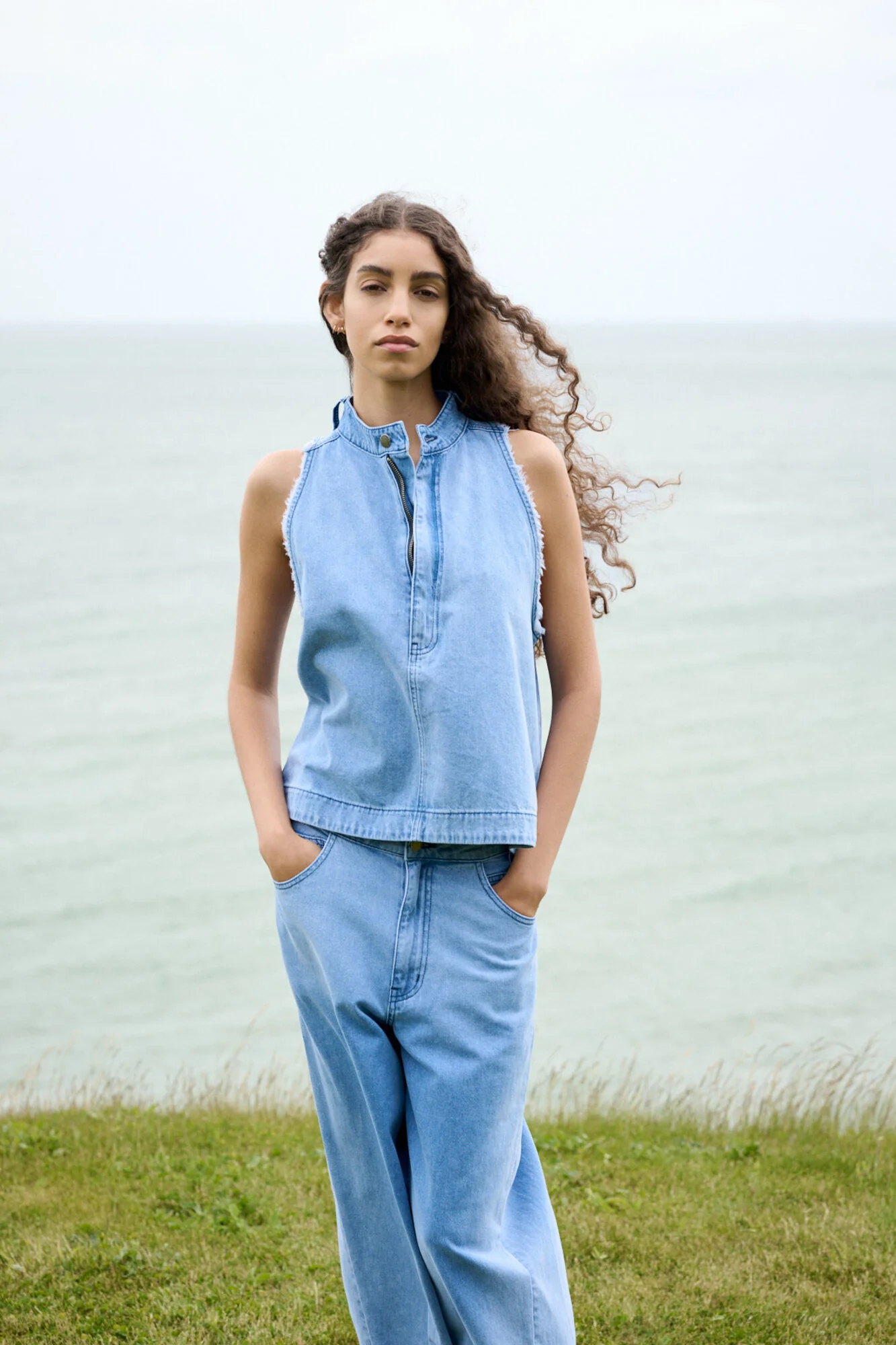 Faya Halter top - Light Washed Denim - Image 3