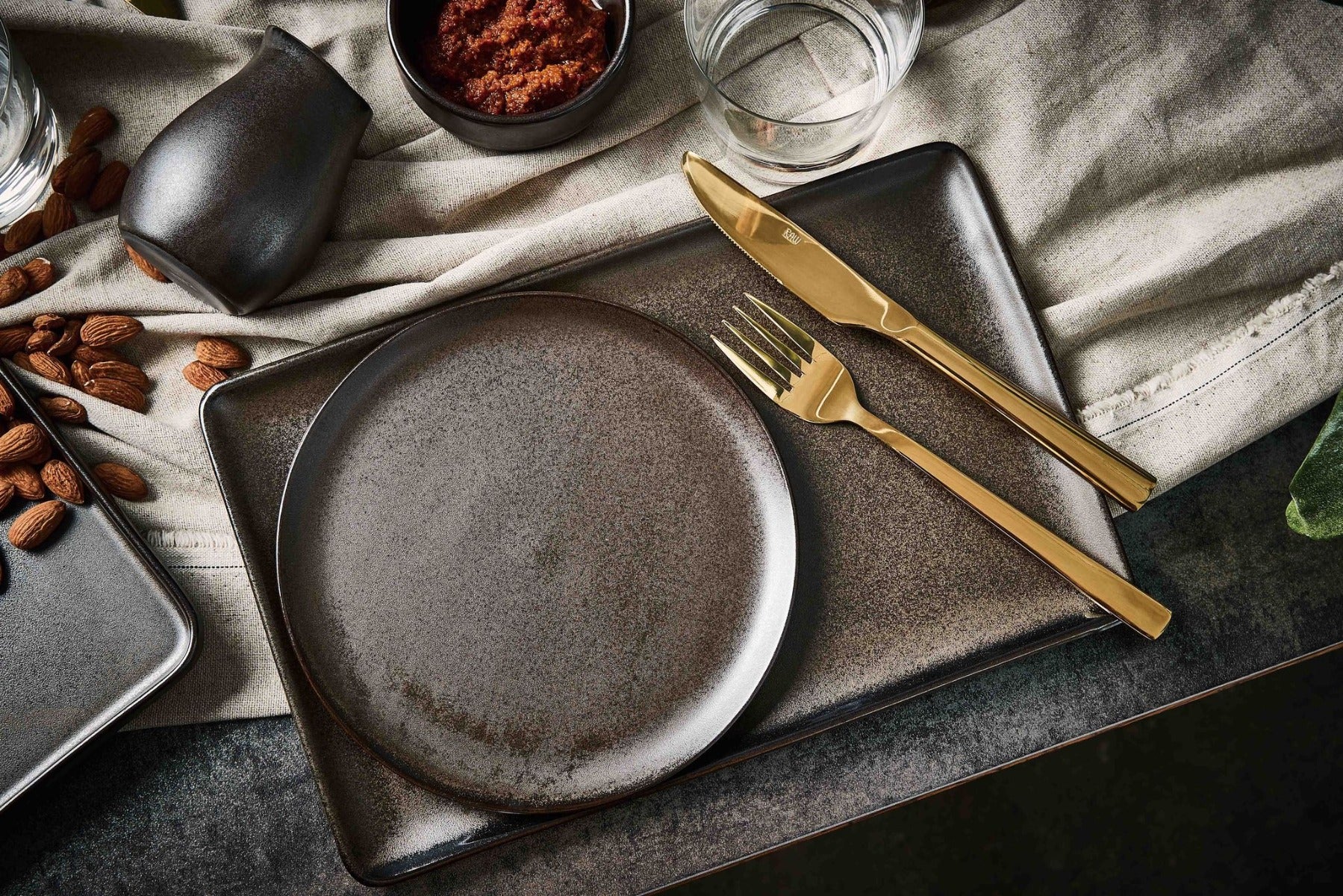 Dessert tallerken, brun metallic - 20 cm. - Image 2
