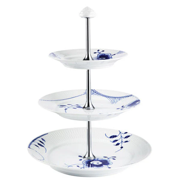 Blå Mega riflet Etagere - 35 cm.