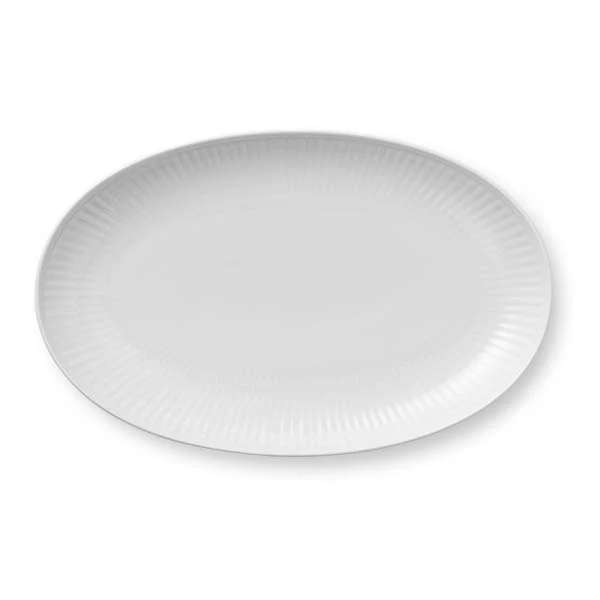 Hvid Riflet asiet - 23,5 cm.