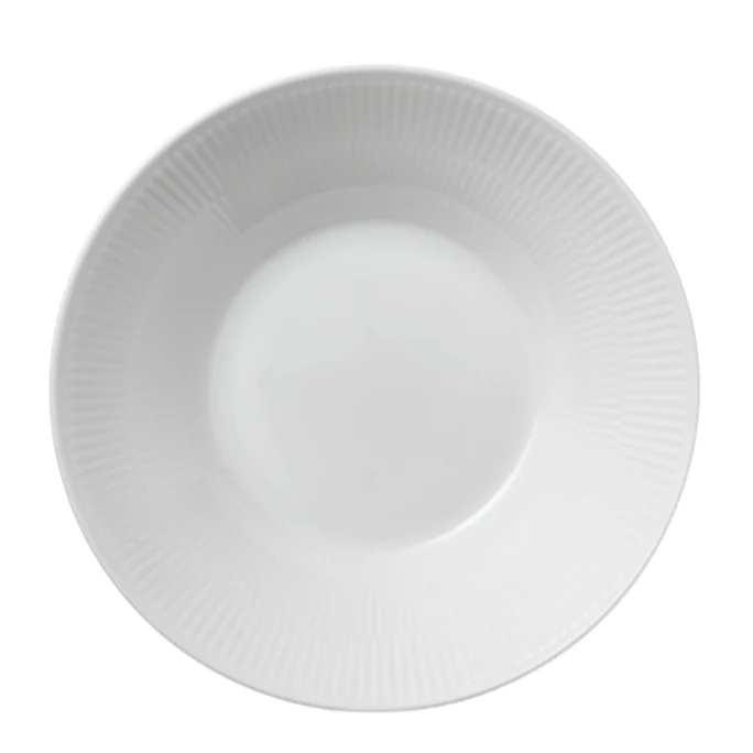 Hvid Riflet dyb tallerken - 24 cm.