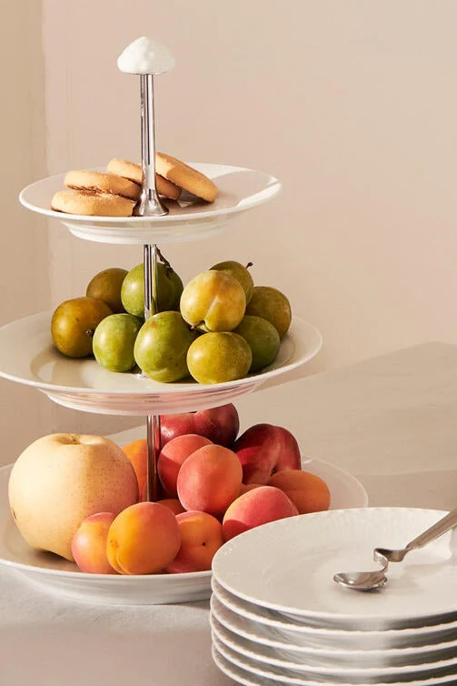 Hvid Riflet etagere, - 3 Lag